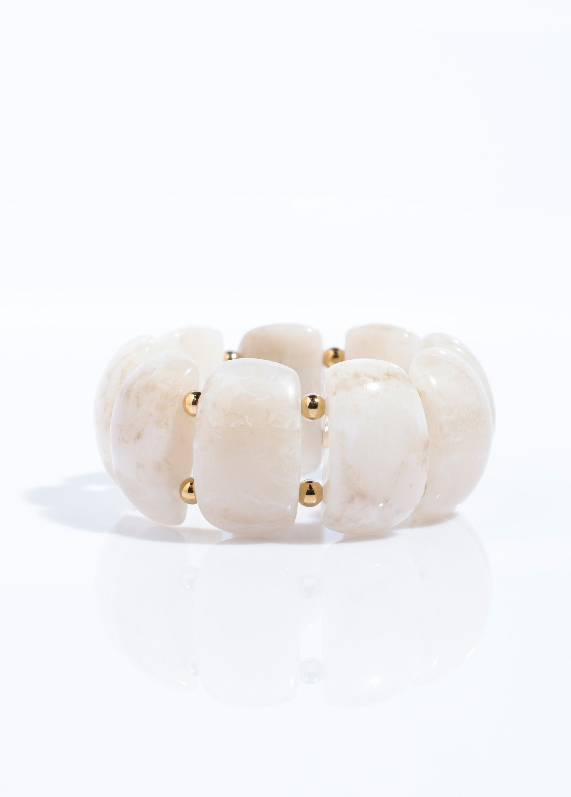 Bracelet élastiqué perles aspect naturel Beige ELL-LBR-101 FA1