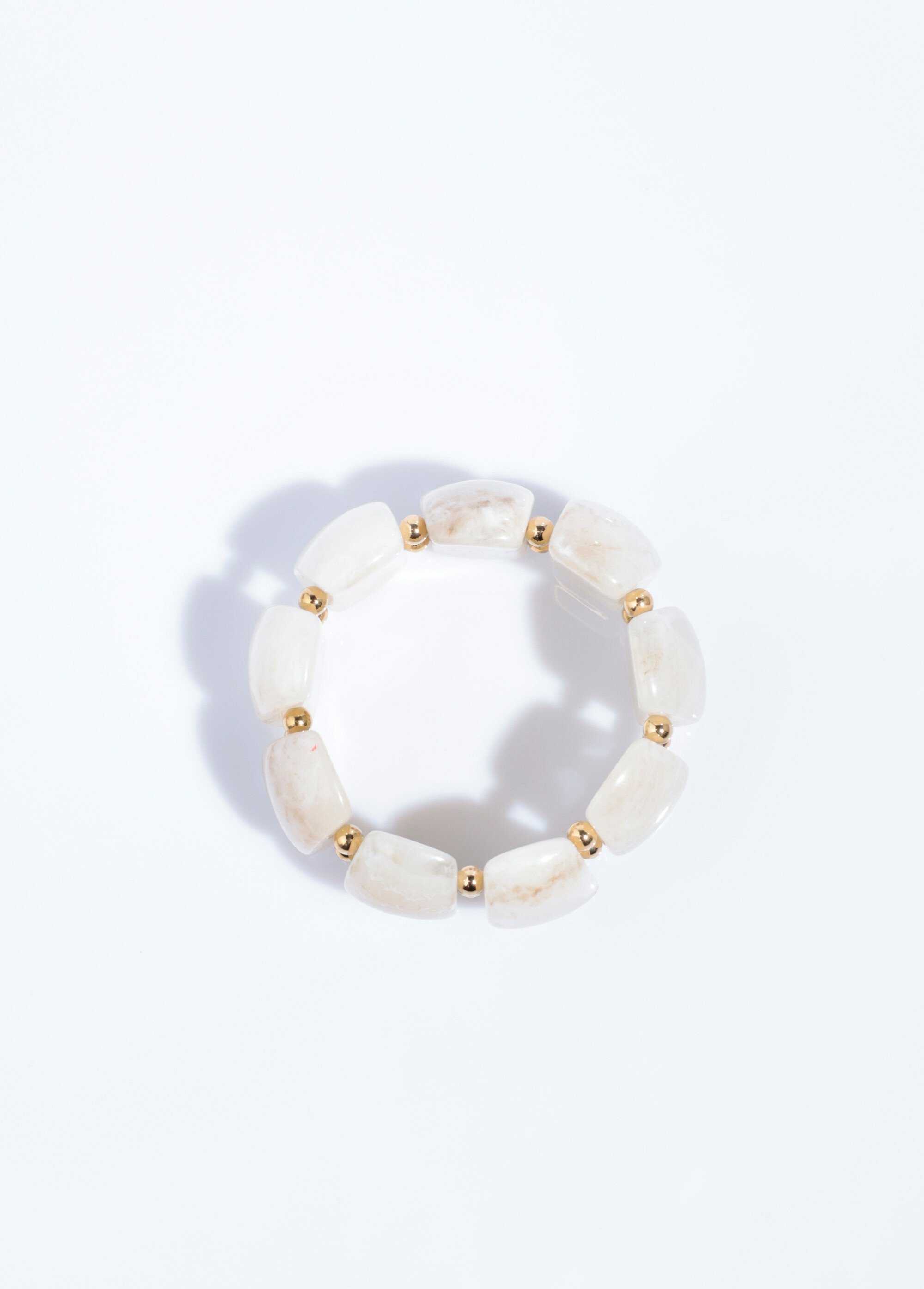 Bracelet élastiqué perles aspect naturel Beige ELL-LBR-101 OV1