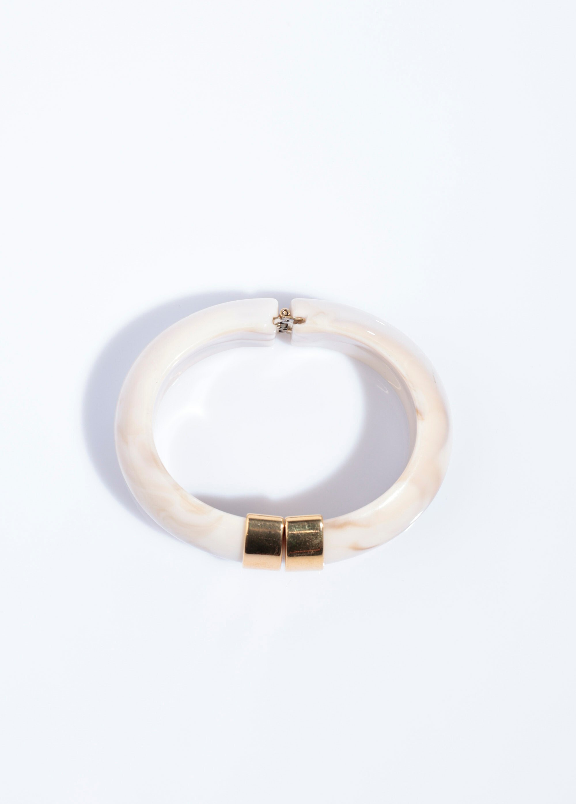 Bracelet semi rigide marbré et inox Beige ELL-LBR-130 DE1