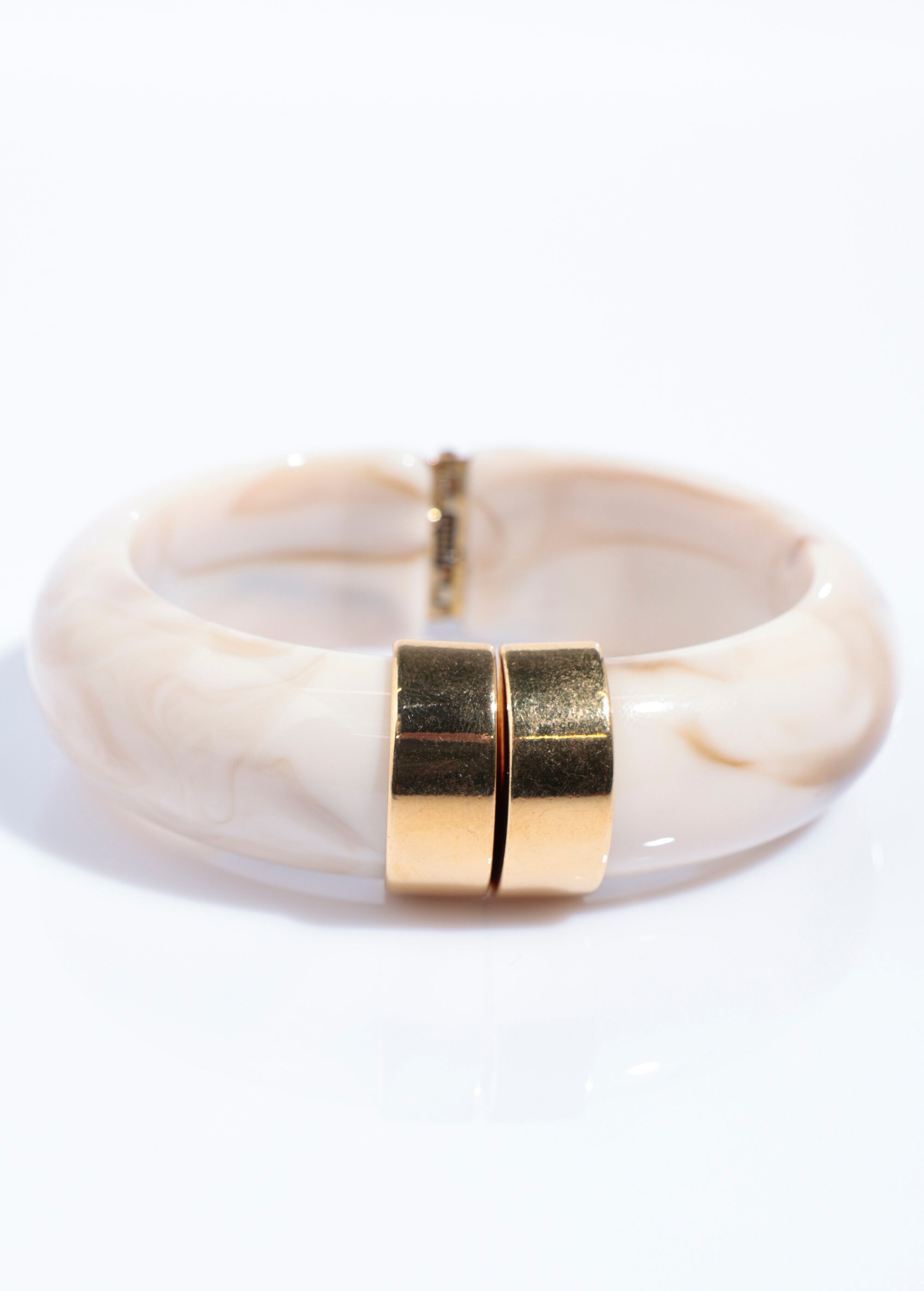 Bracelet semi rigide marbré et inox Beige ELL-LBR-130 FA1