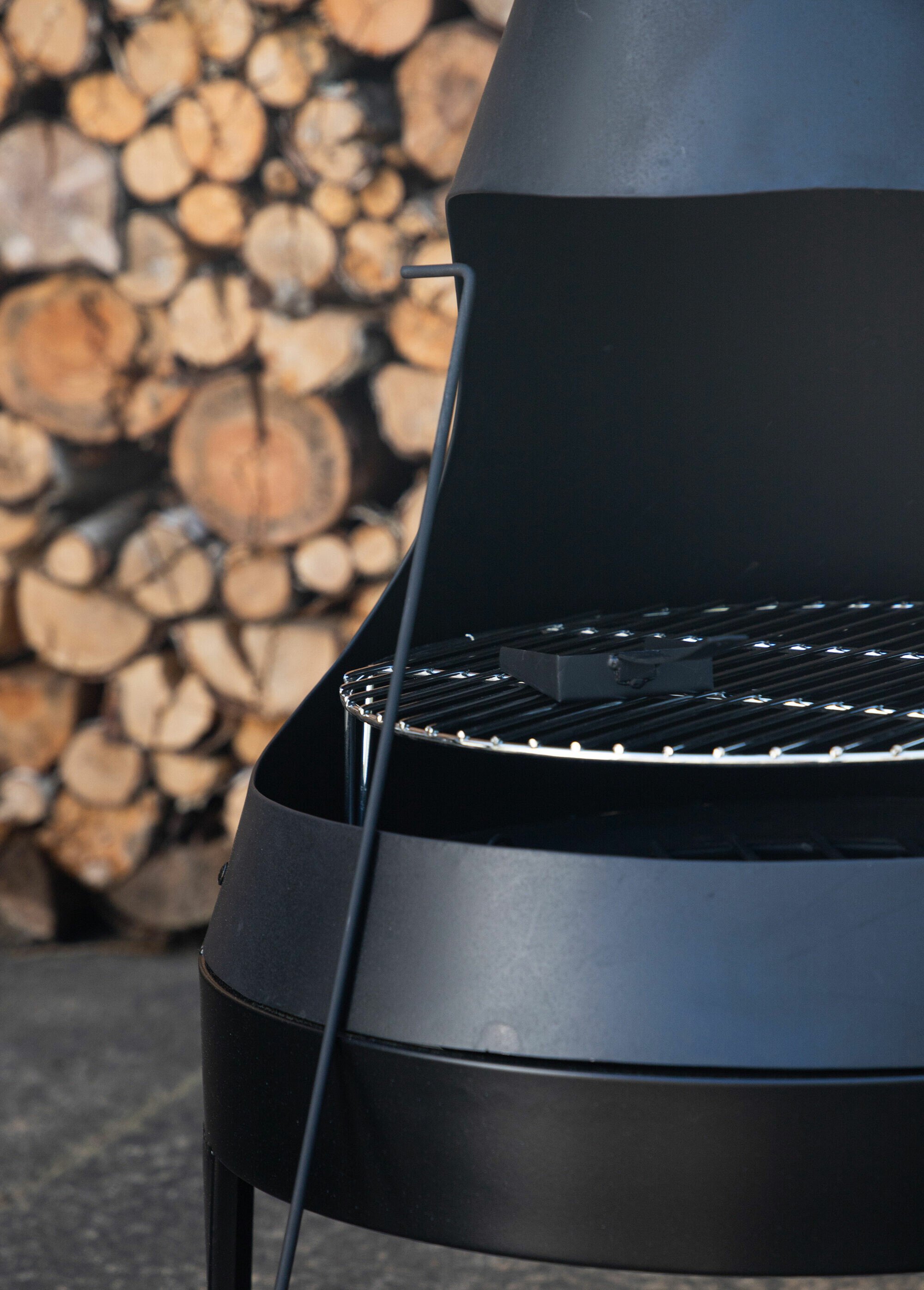 Brasero acier avec cheminée, diam. 55cm