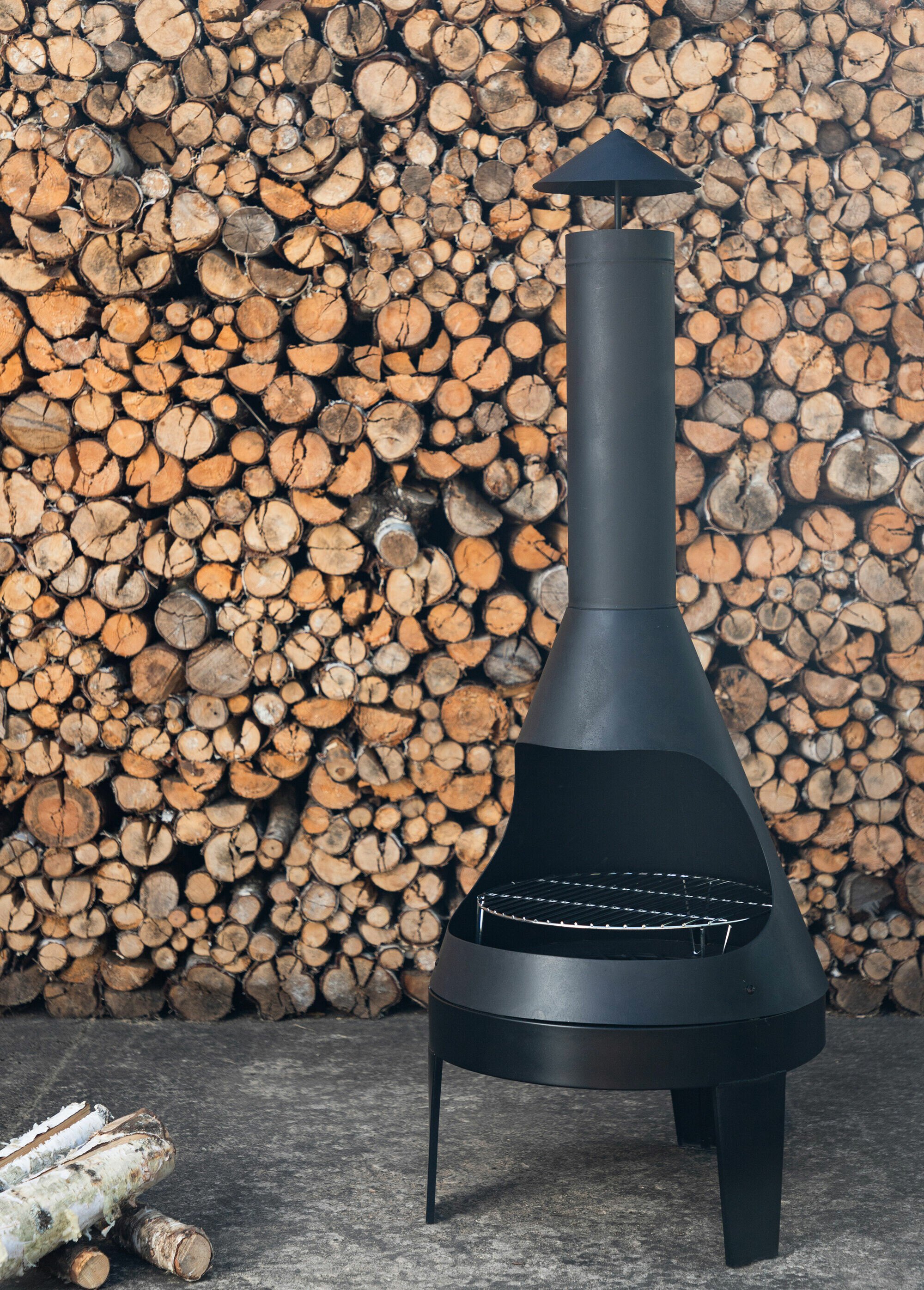 Brasero acier avec cheminée, diam. 55cm NOIR VEN-6047-001 SI1