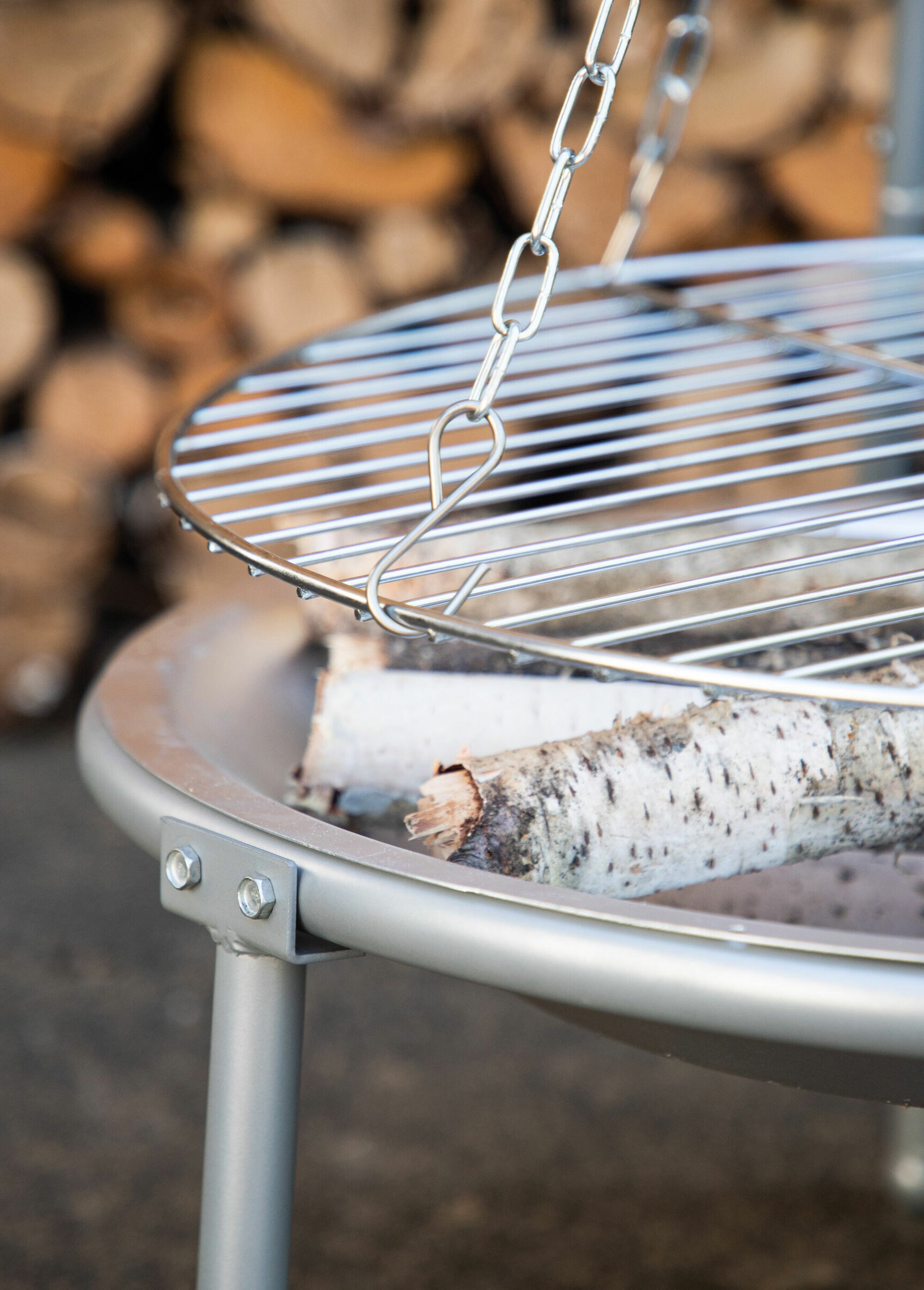 Brasero acier diam. 50cm + Trépied tipi ARGENTE VEN-6046-002 DE2