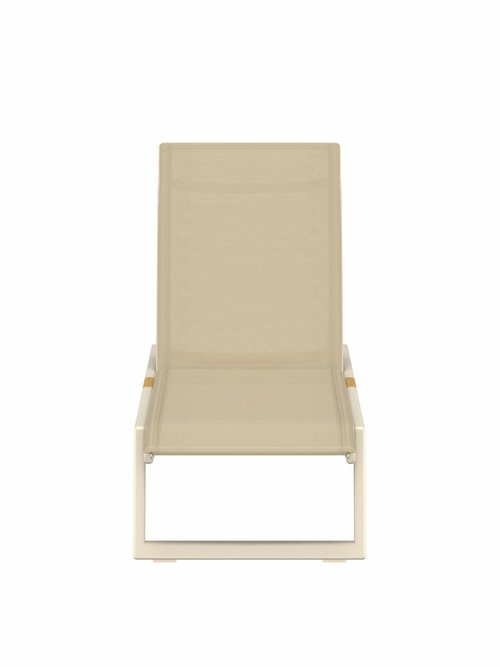 Chaise longue acier avec détails teck BEIGE VEN-9294-222 DE1