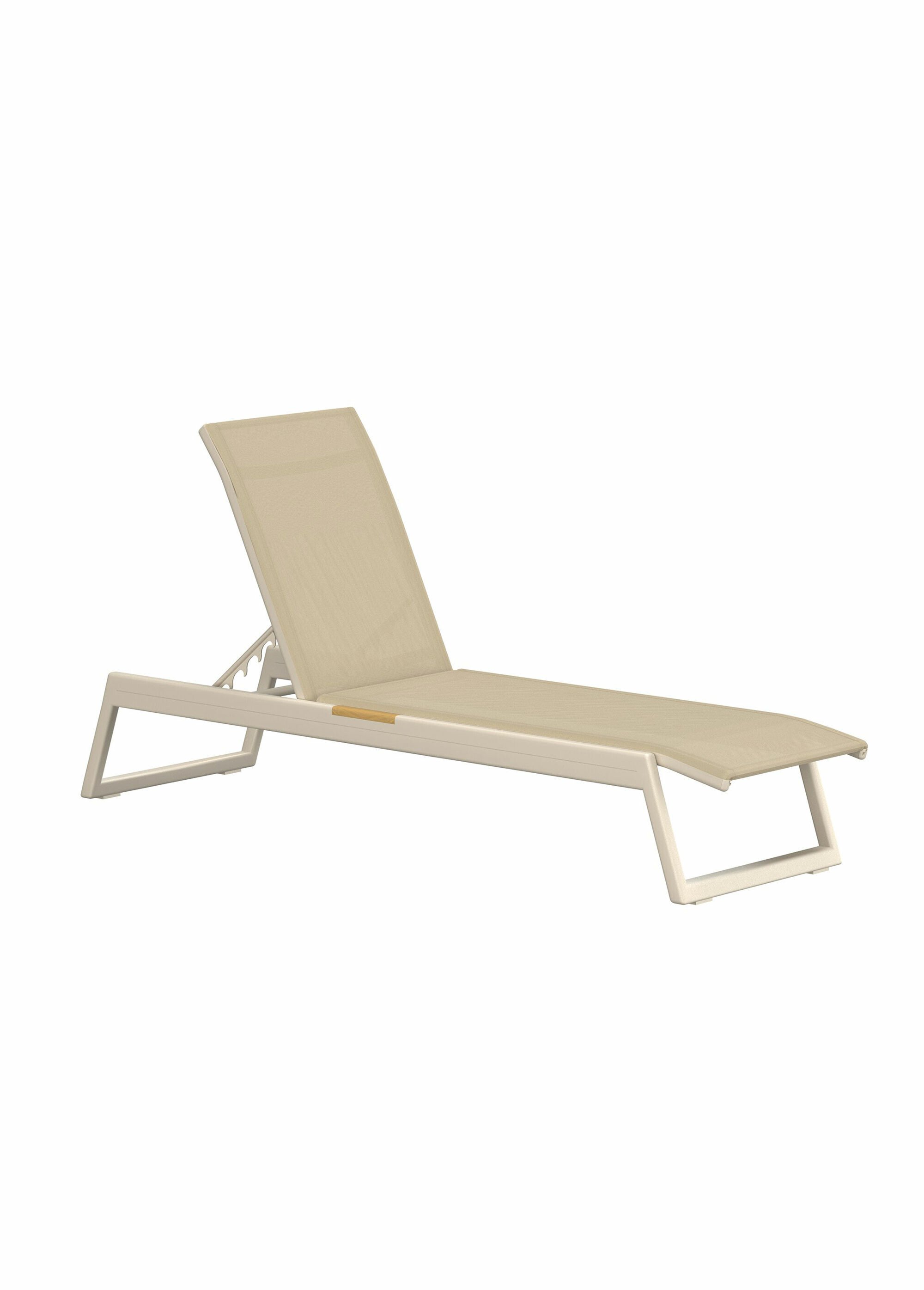 Chaise longue acier avec détails teck BEIGE VEN-9294-222 FA1
