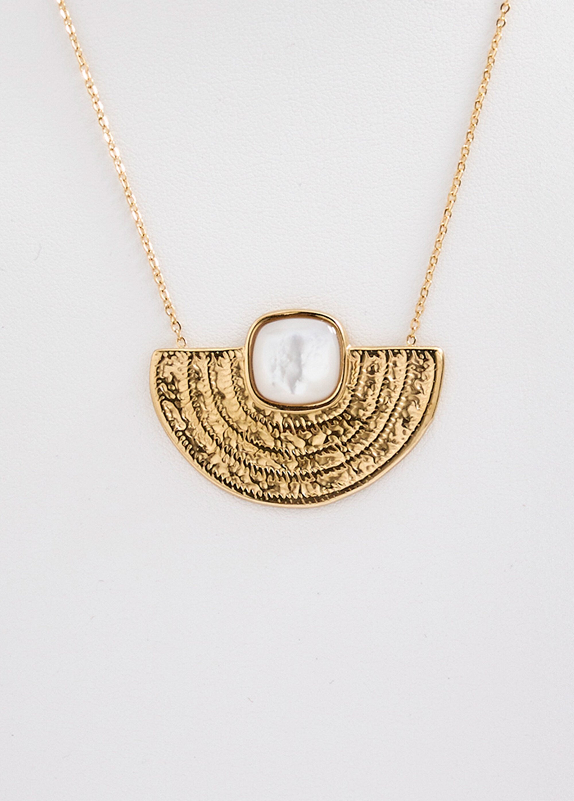 Collier avec pendentif acier inoxydable doré et nacre Femme DORE ET BLANC URIS DE1