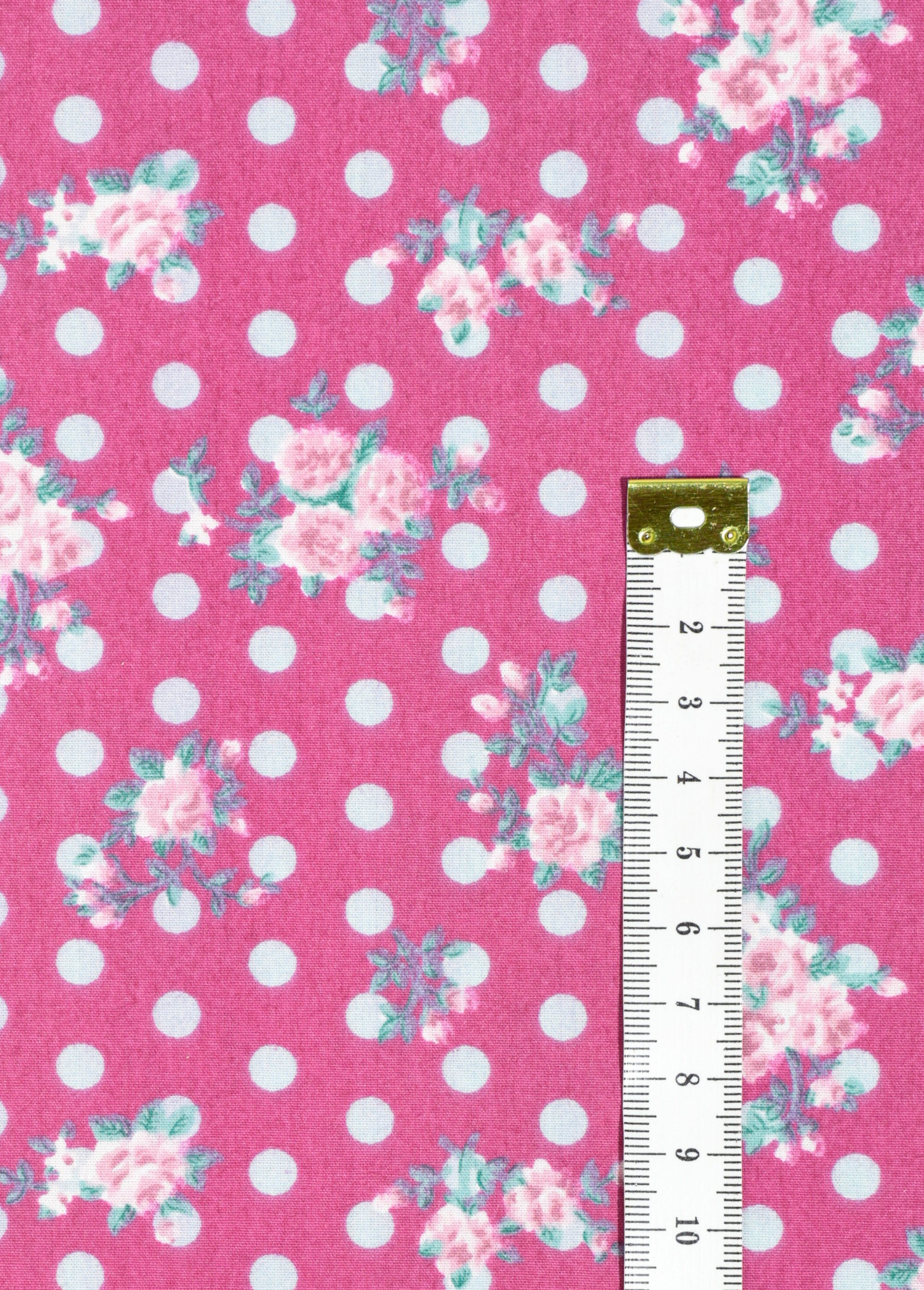 Coupon tissu déco, pois et fleurs 3x1,5m