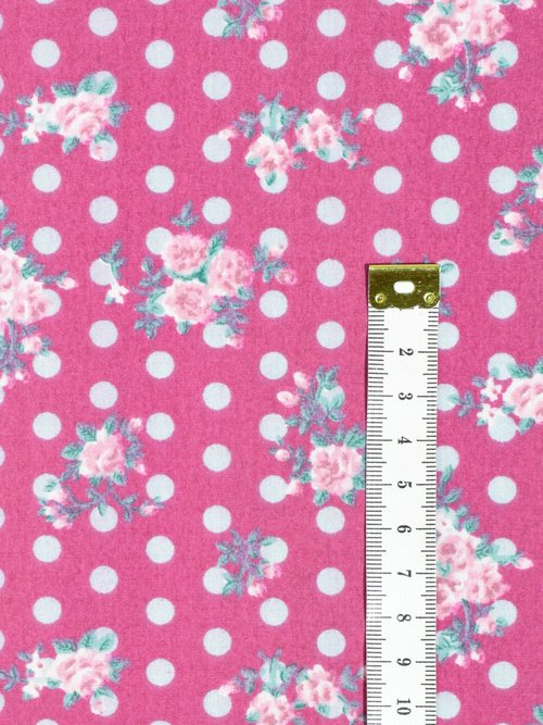 Coupon tissu déco, pois et fleurs 3x1,5m VIOLET COT139029 DE1