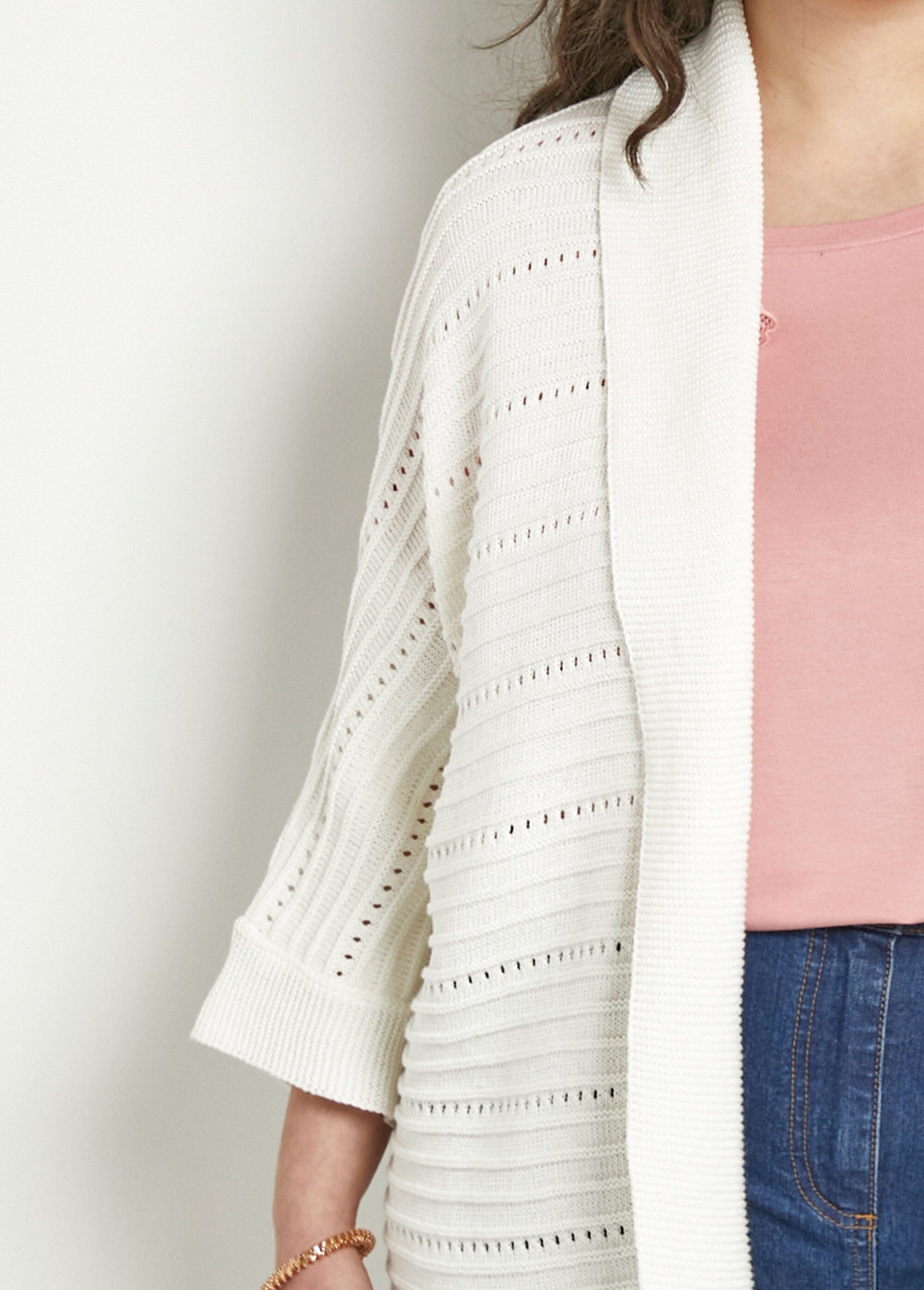 Gilet long ajouré coupe confort