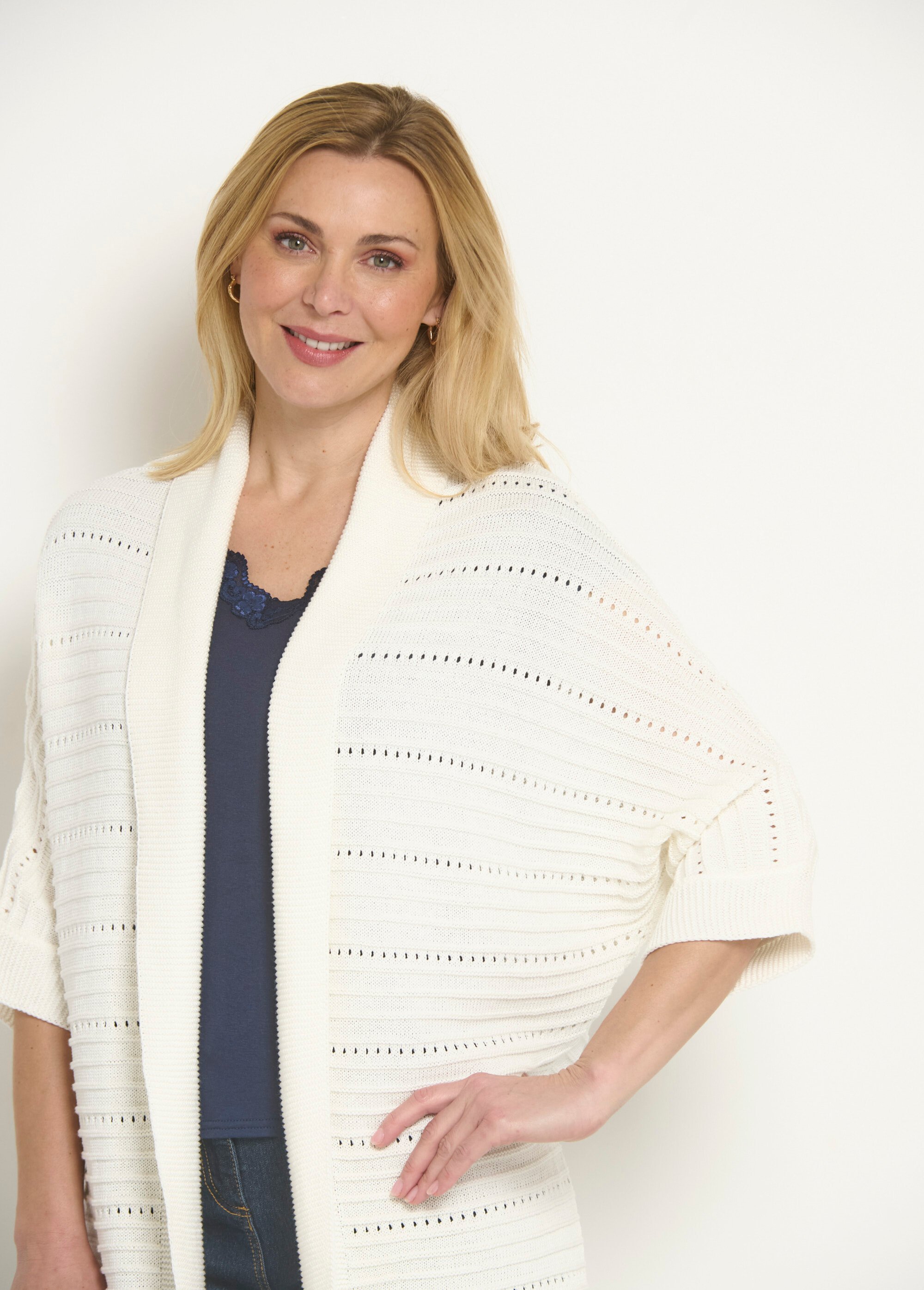 Gilet long ajouré coupe confort