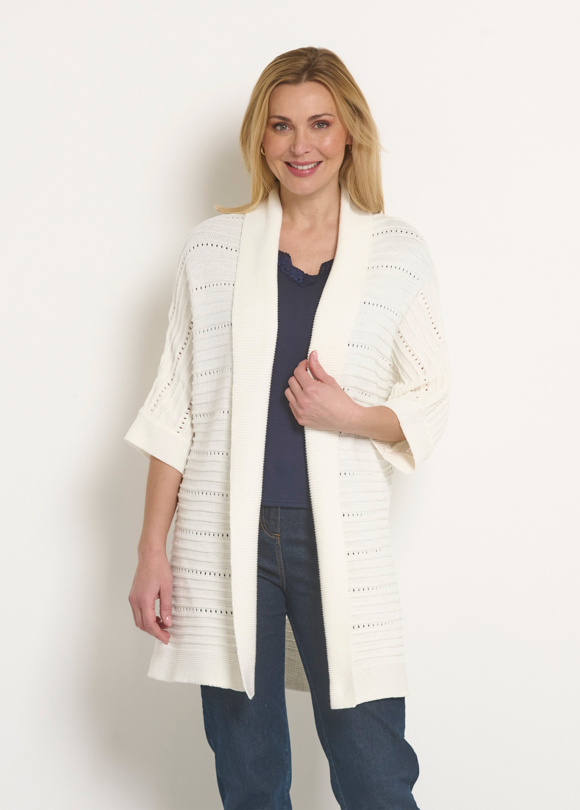 Gilet long ajouré coupe confort