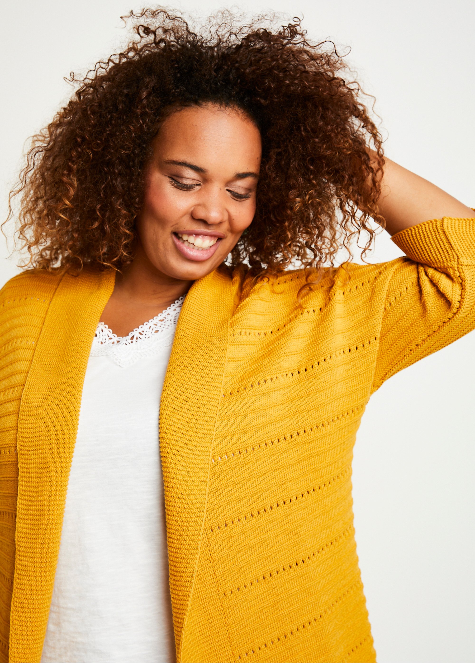 Gilet long ajouré coupe confort