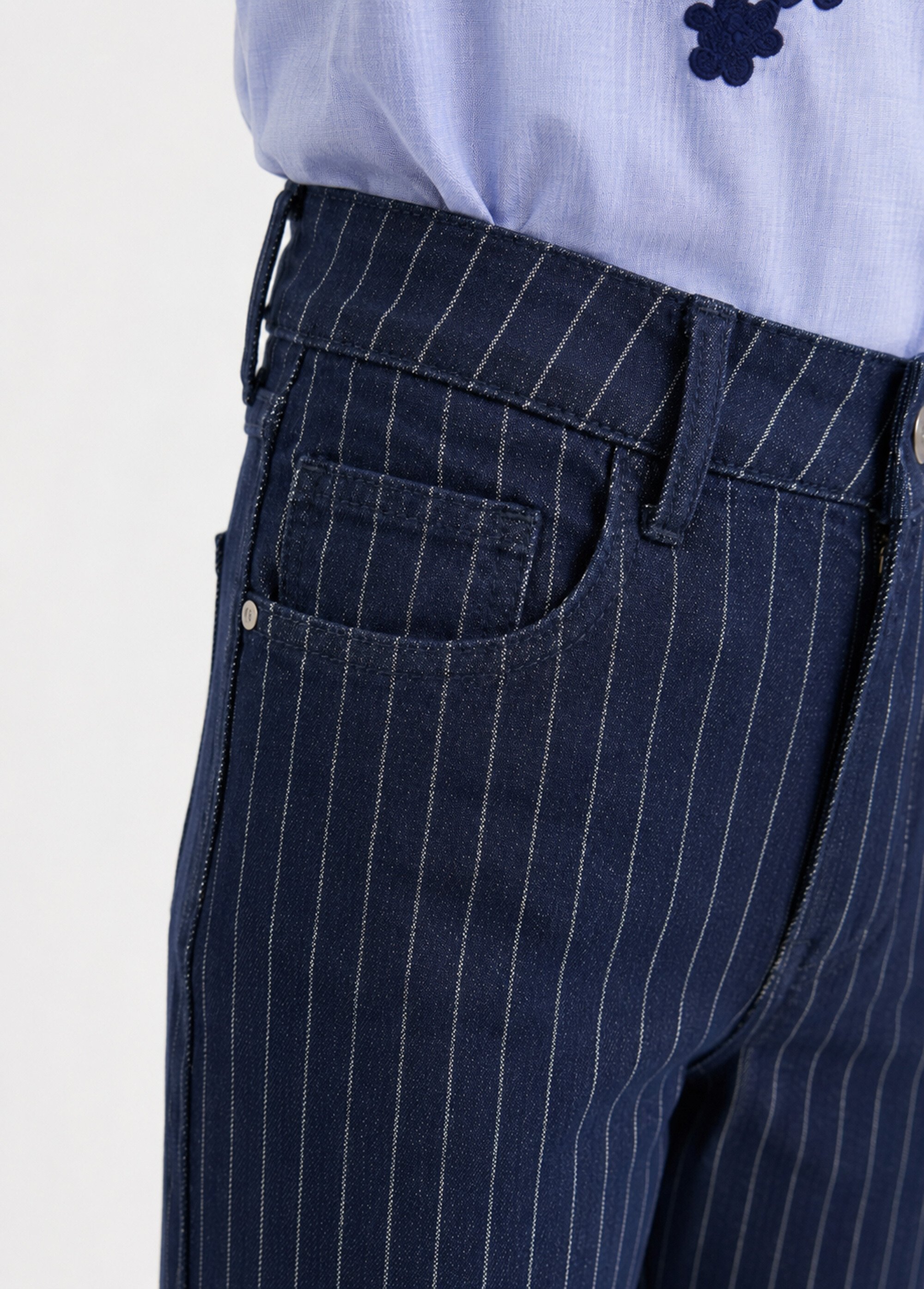 Jean brut rayé coupe wide spécial GRANDE Femme Bleu OR-JD378RAY DE1