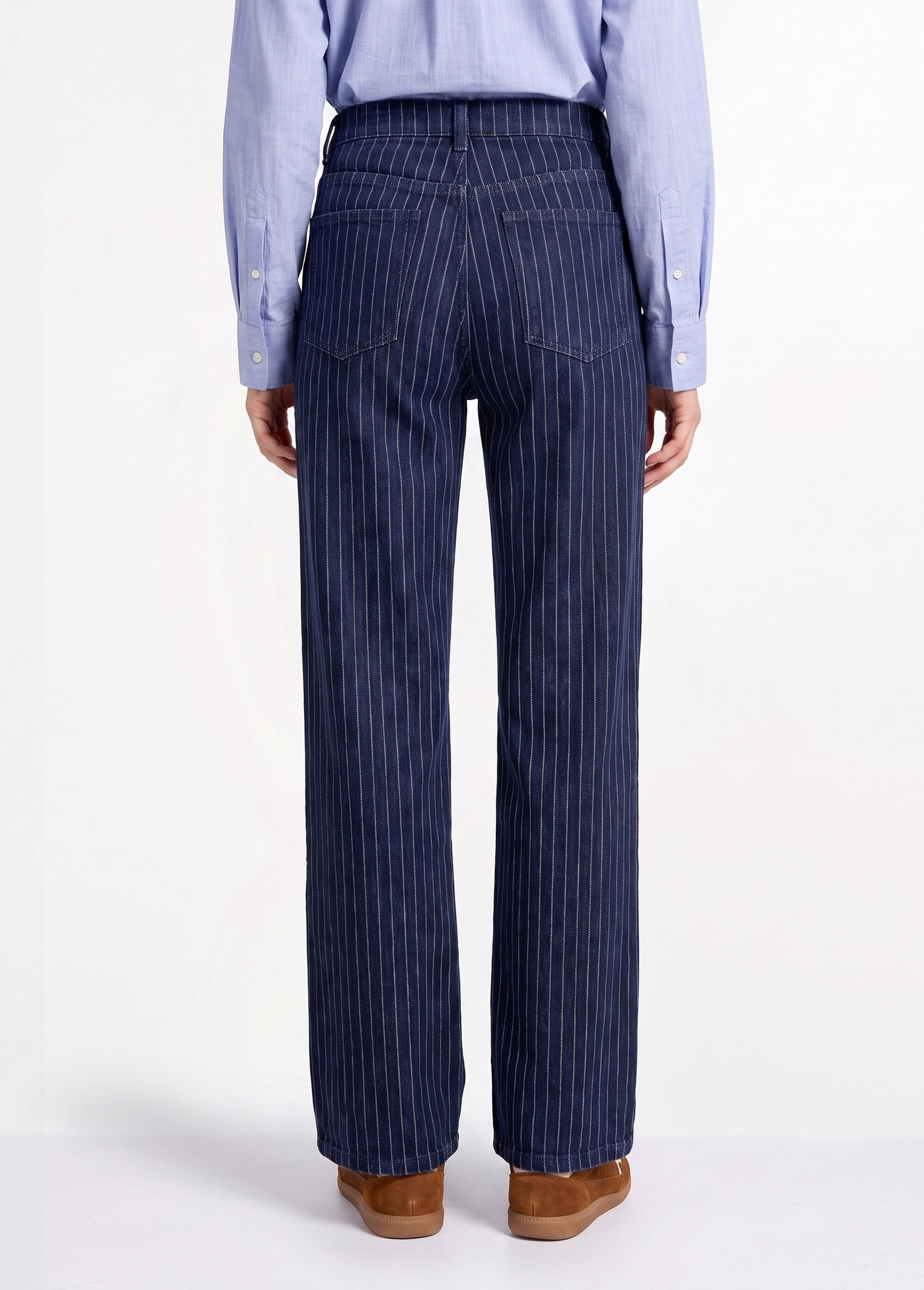 Jean brut rayé coupe wide spécial GRANDE Femme Bleu OR-JD378RAY DO1