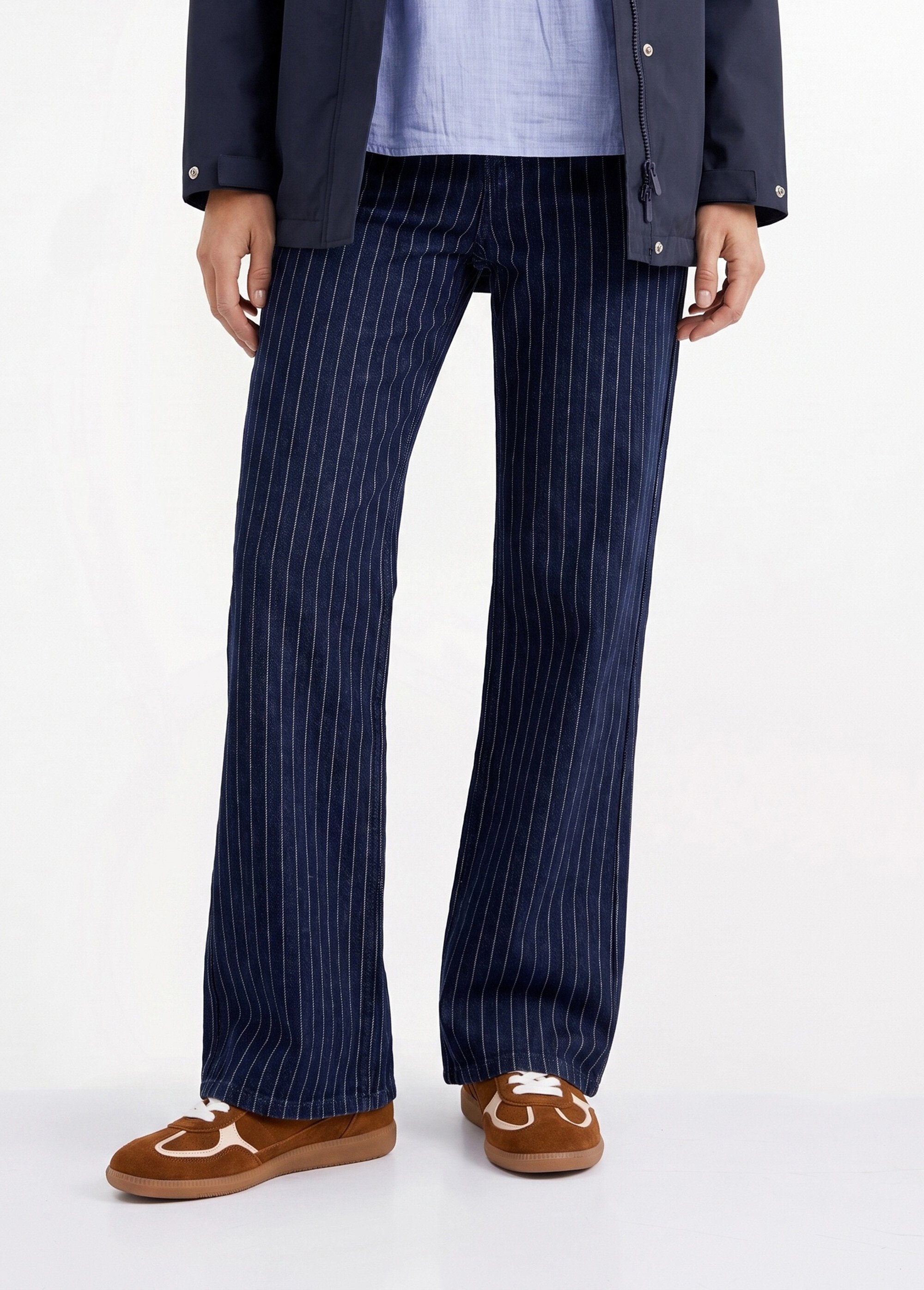 Jean brut rayé coupe wide spécial GRANDE Femme Bleu OR-JD378RAY FA1