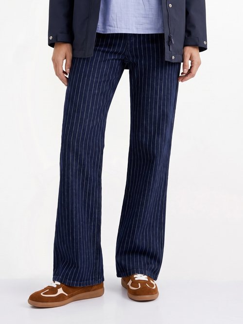 Jean brut rayé coupe wide spécial GRANDE Femme Bleu OR-JD378RAY FA1