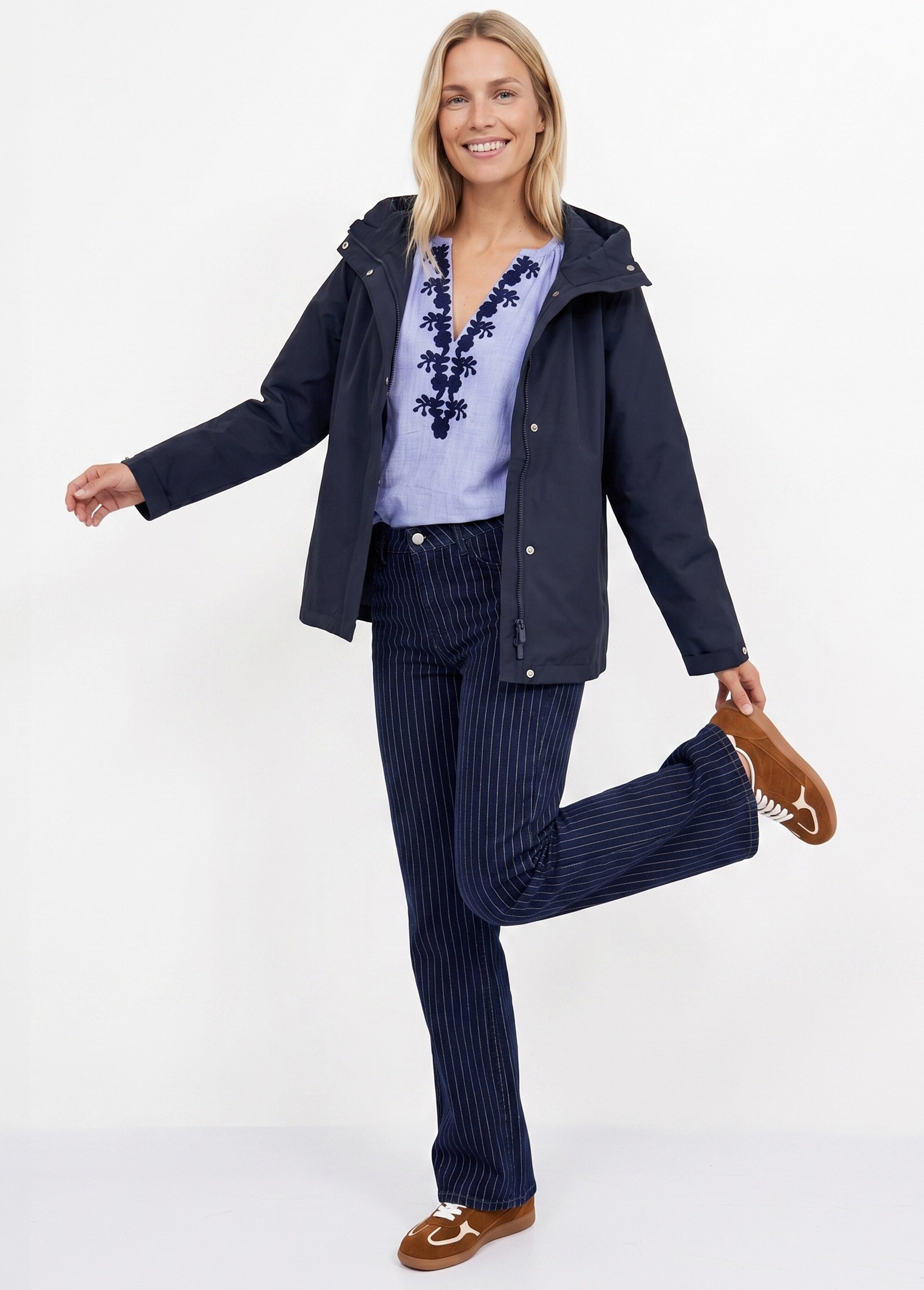 Jean brut rayé coupe wide spécial GRANDE Femme Bleu OR-JD378RAY MV1