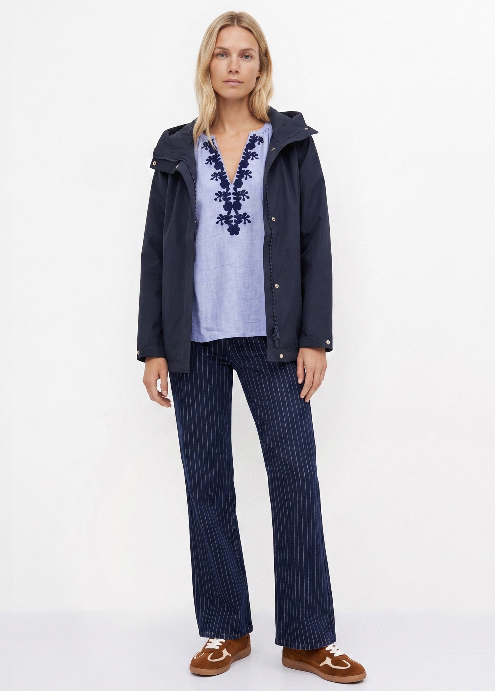 Jean brut rayé coupe wide spécial GRANDE Femme Bleu OR-JD378RAY SI1