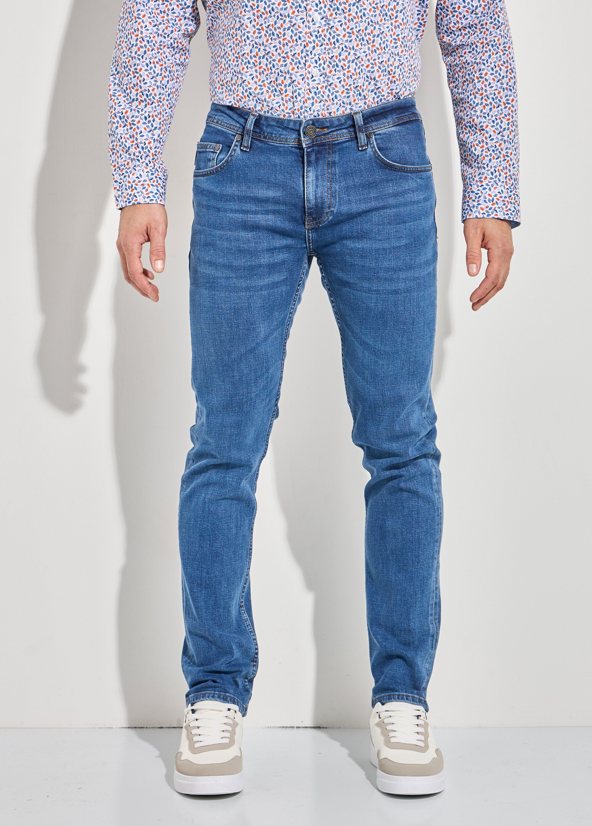 Jean droit 5 poches denim stretch Homme DENIM FOUDRE FA1