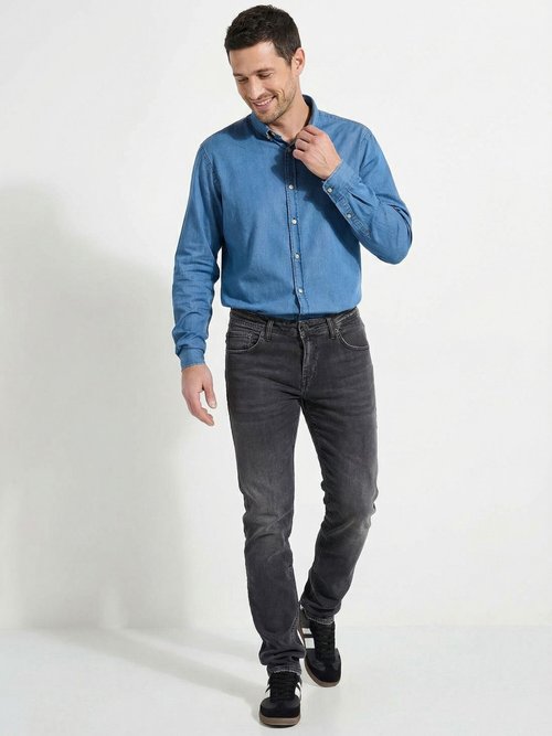 Jean droit 5 poches denim stretch Homme GRIS ANTHRACITE FOUDRE MV1