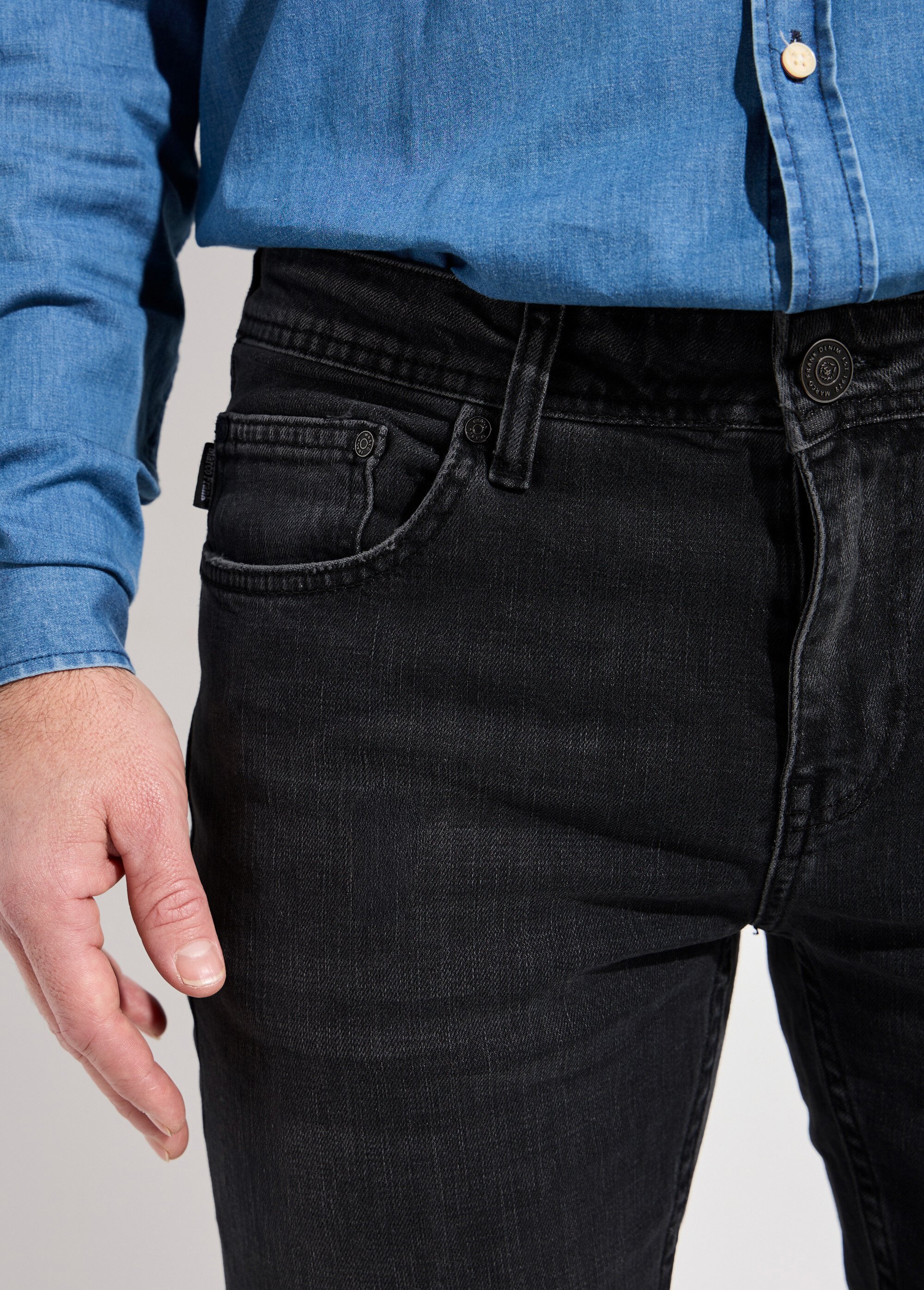 Jean droit 5 poches denim stretch Homme Noir FOUDRE DE1