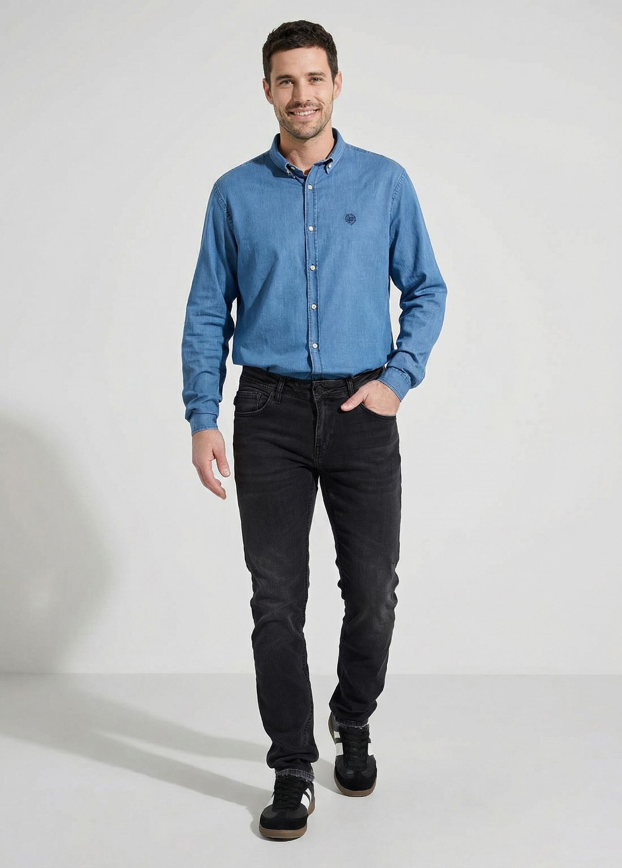 Jean droit 5 poches denim stretch Homme Noir FOUDRE SF1