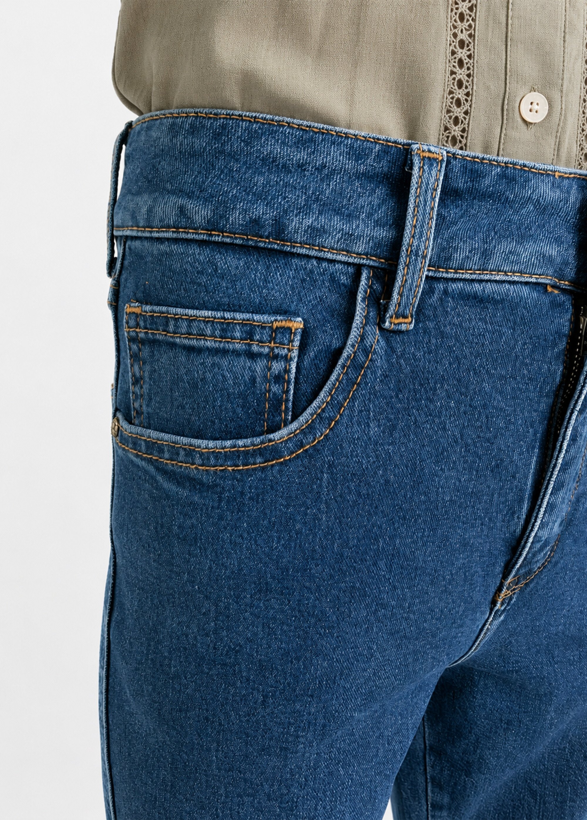Jean droit denim, coupe spécial GRANDE Femme Bleu OR-JD444 DE1