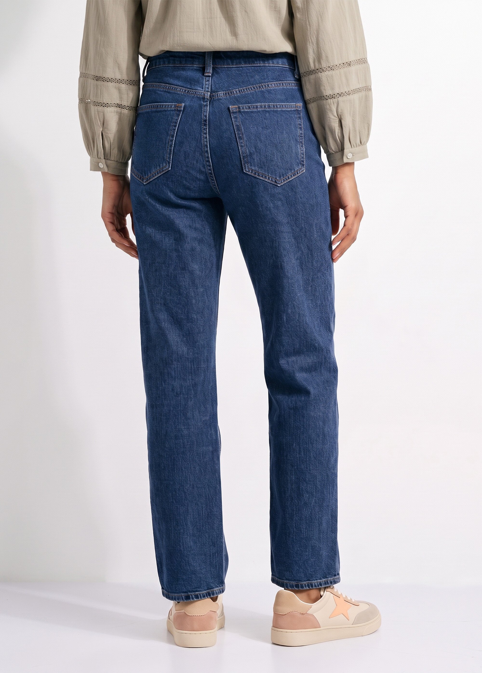 Jean droit denim, coupe spécial GRANDE Femme Bleu OR-JD444 DO1