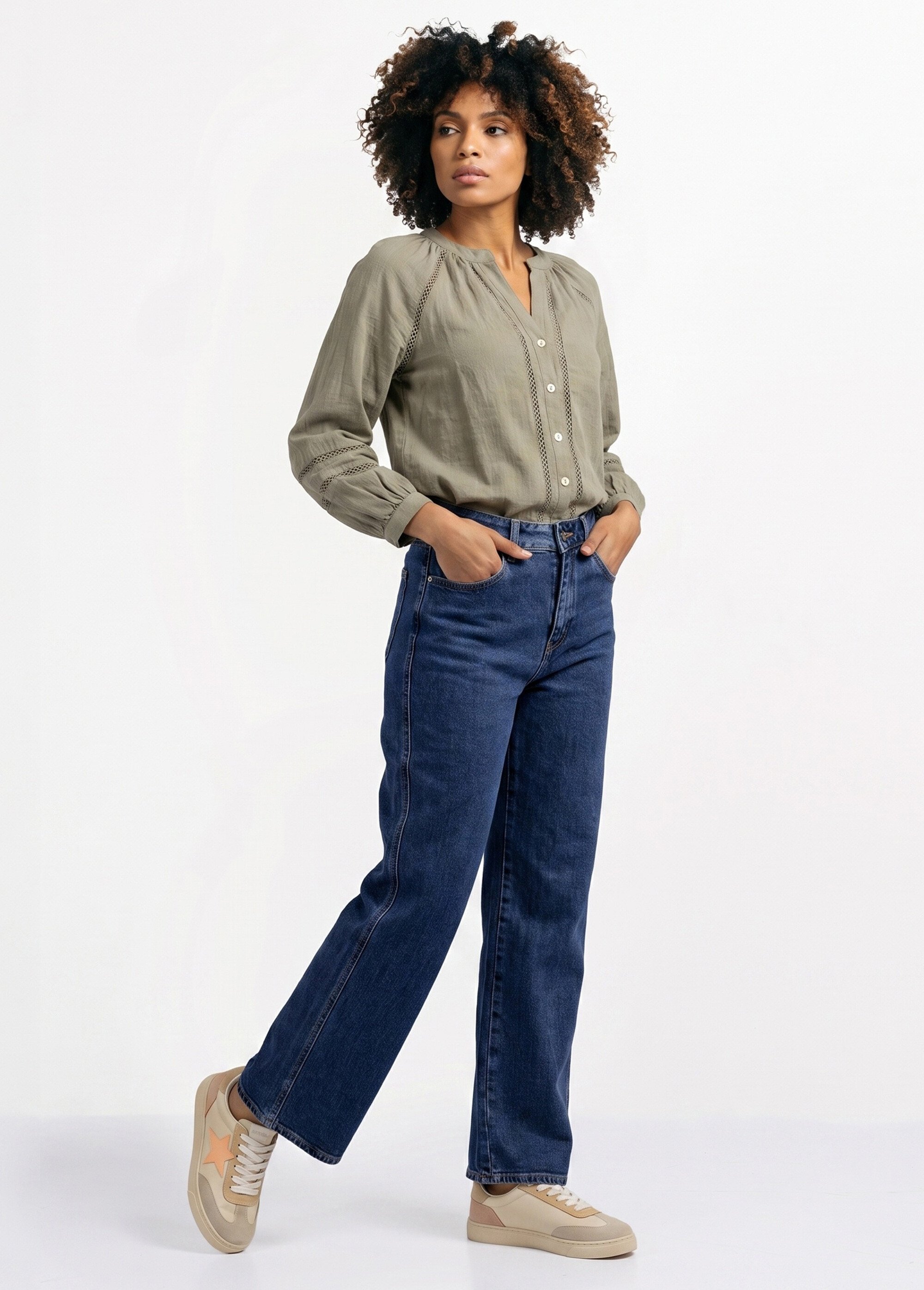 Jean droit denim, coupe spécial GRANDE Femme Bleu OR-JD444 MV1