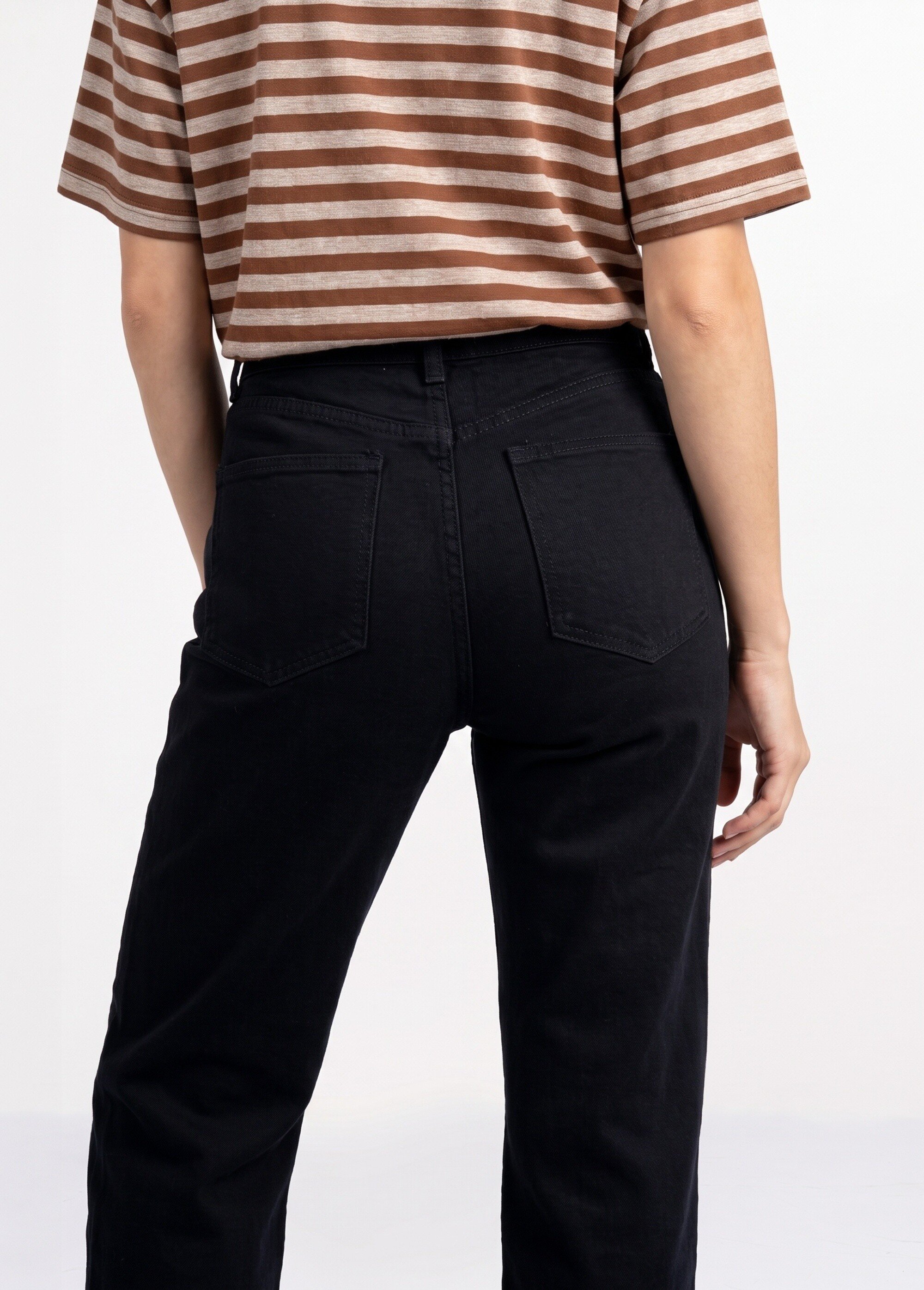 Jean droit denim, coupe spécial GRANDE Femme Noir OR-JD444 DO1