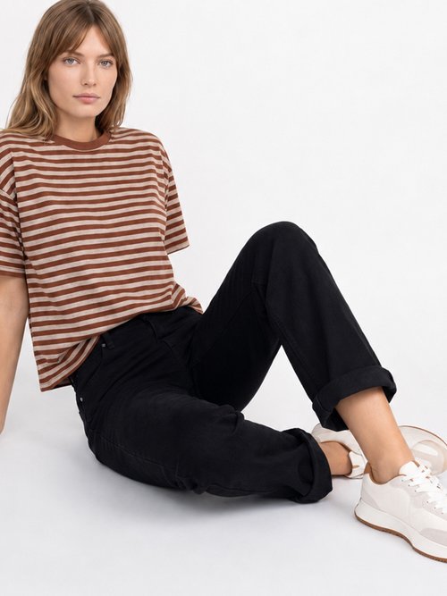 Jean droit denim, coupe spécial GRANDE Femme Noir OR-JD444 MV1