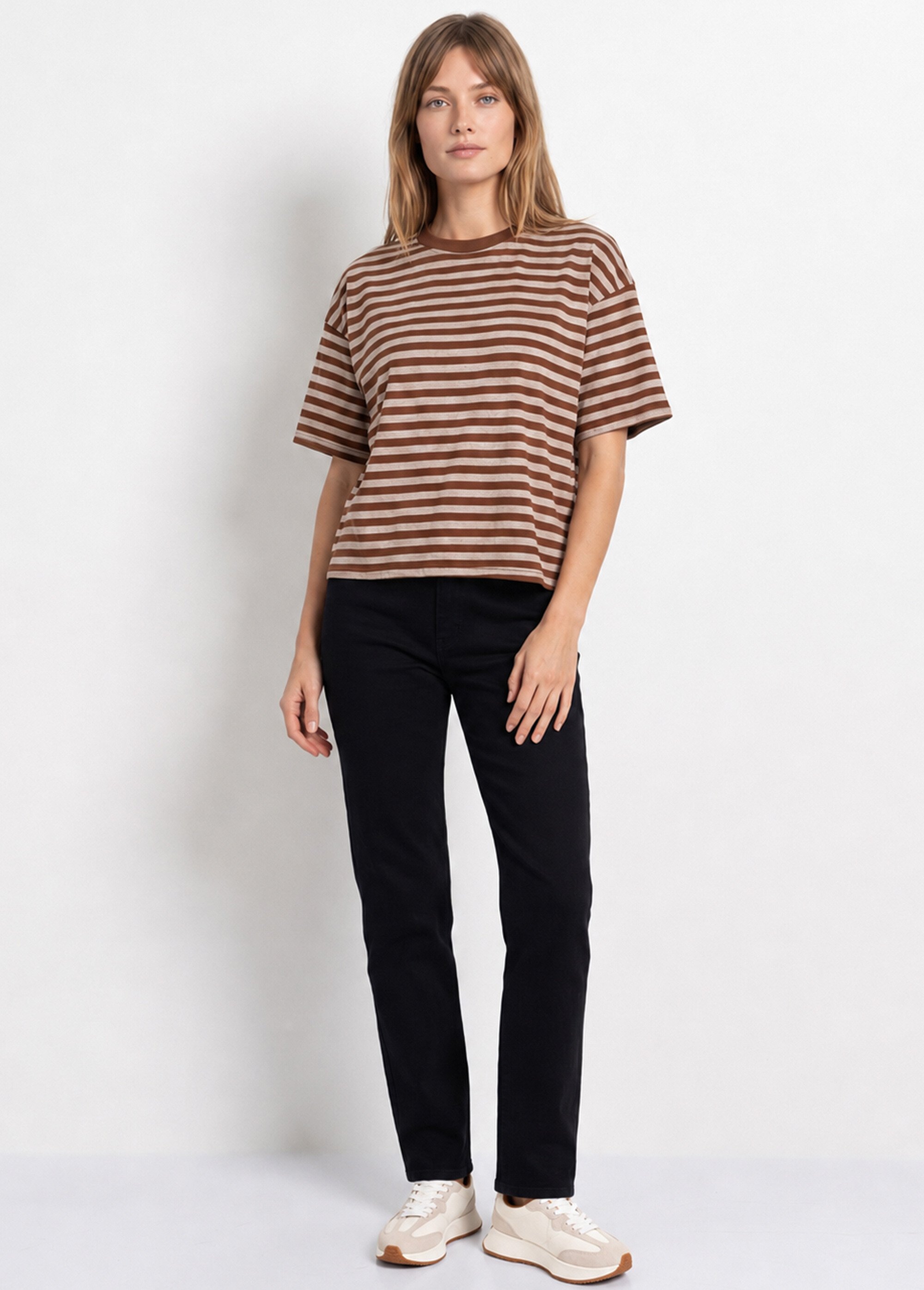 Jean droit denim, coupe spécial GRANDE Femme Noir OR-JD444 SI1