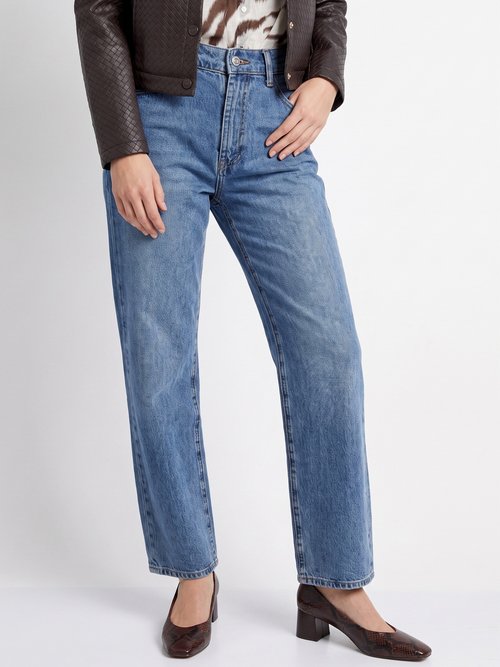 Jean droit, taille ajustable par pressions Femme Bleu OR-JD667 FA1