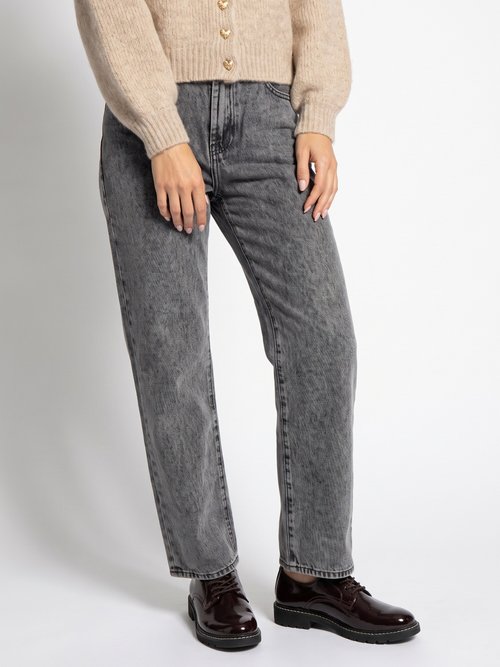 Jean droit, taille ajustable par pressions Femme Gris OR-JD667 FA1