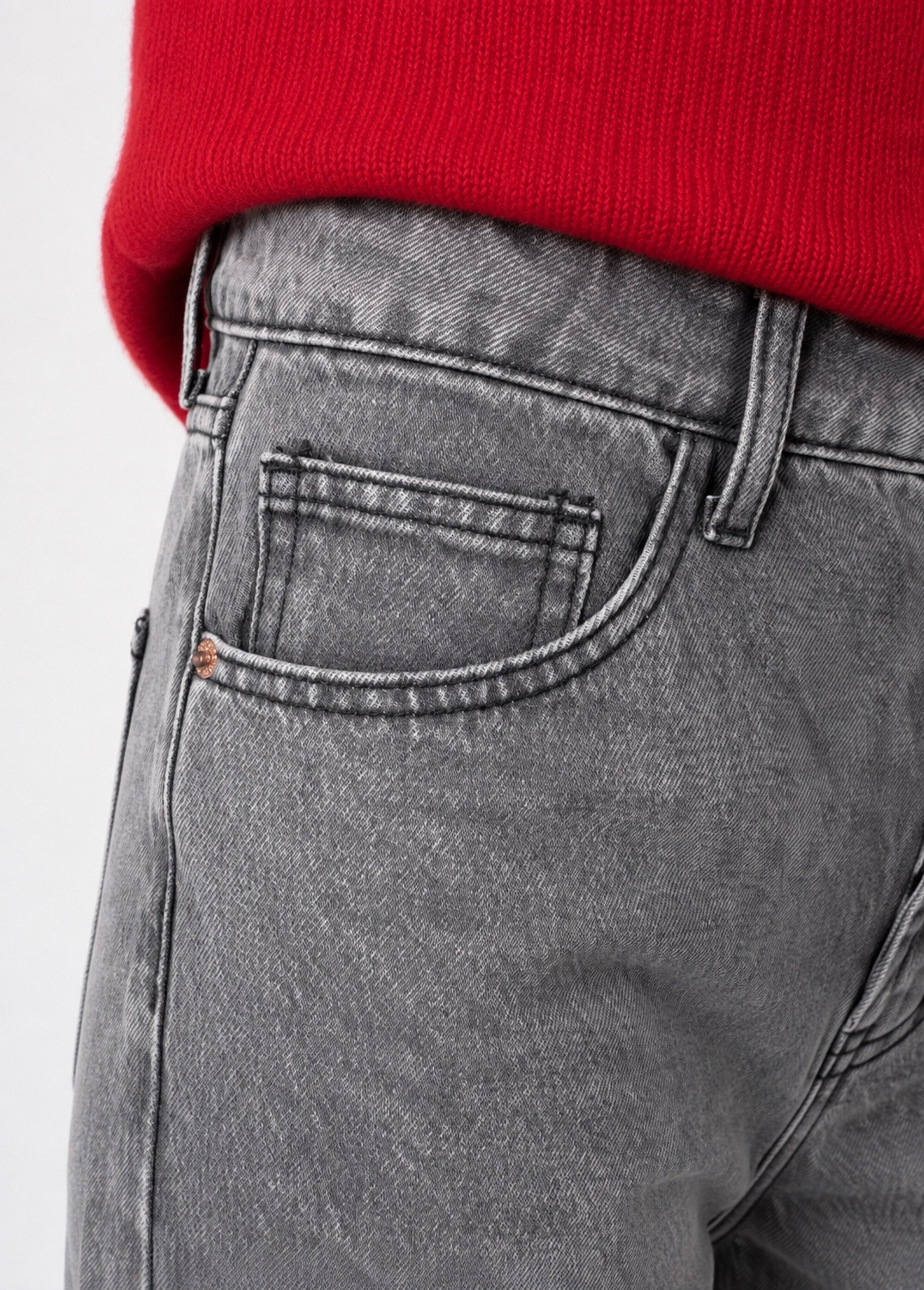 Jean resserré coupe carotte, spécial PETITE Femme Gris OR-JD699 DE1