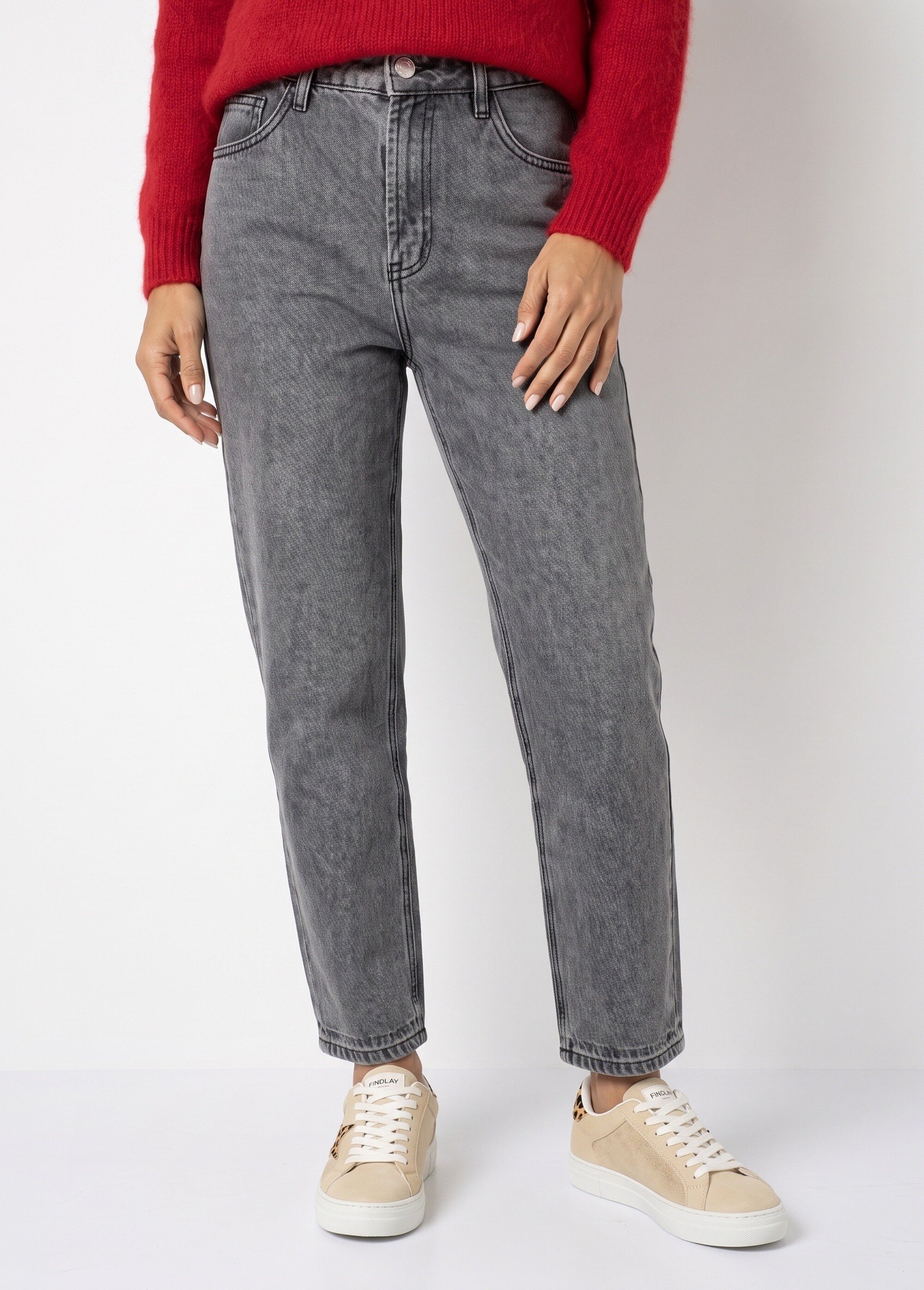 Jean resserré coupe carotte, spécial PETITE Femme Gris OR-JD699 FA1
