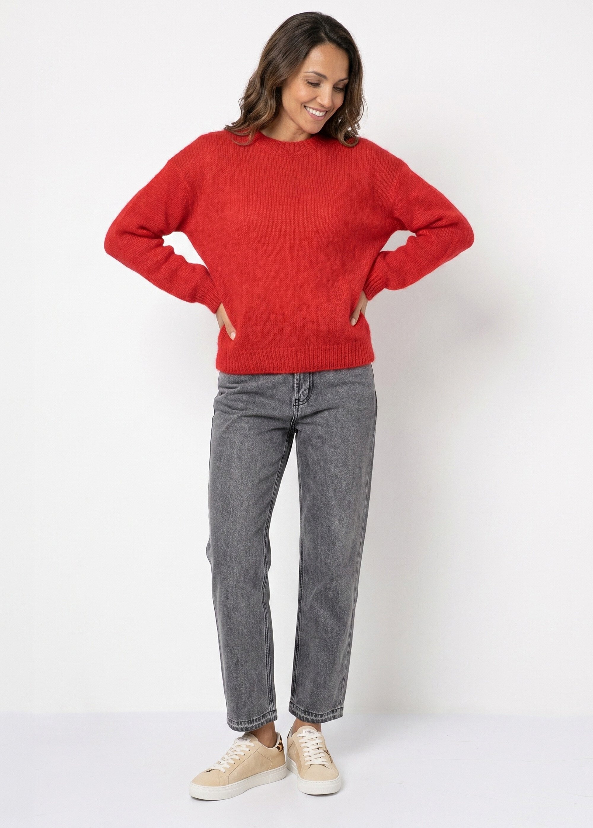 Jean resserré coupe carotte, spécial PETITE Femme Gris OR-JD699 SI1
