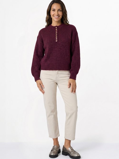 Jean stretch coupe droite taille haute Femme Beige OR-JD409 SI1
