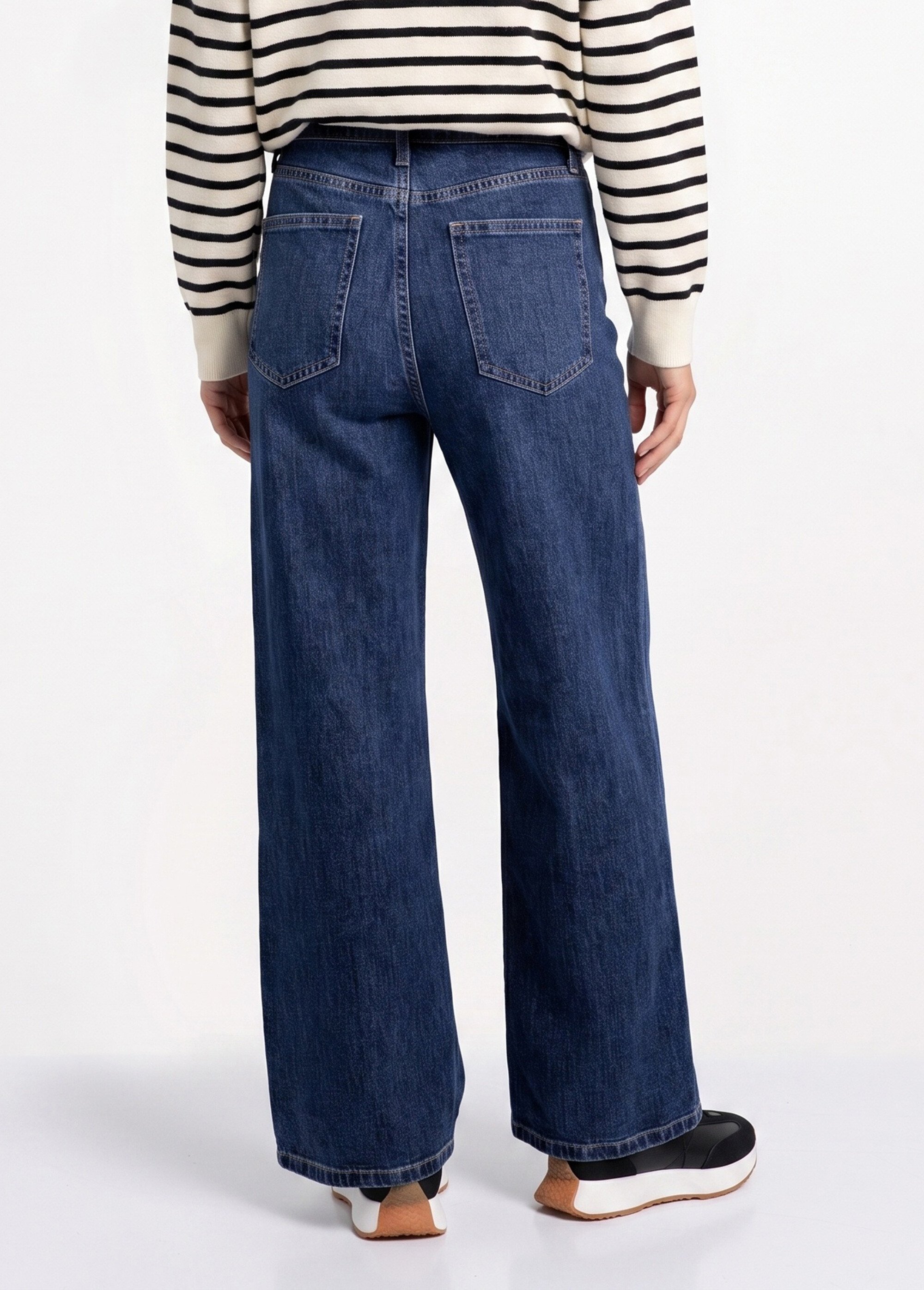 Jean wide délavage stone, spécial GRANDE Femme Bleu OR-JD378 DO1