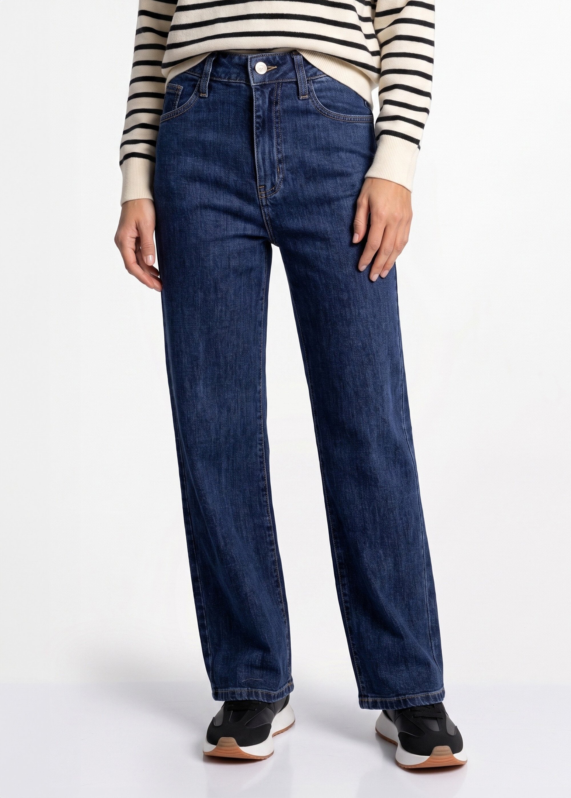Jean wide délavage stone, spécial GRANDE Femme Bleu OR-JD378 FA1