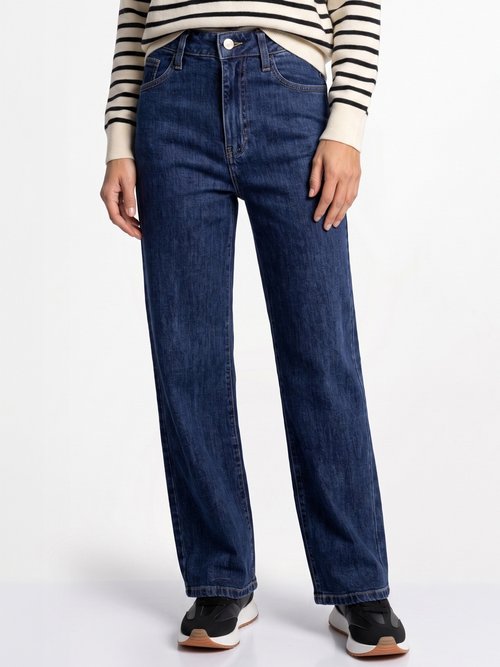 Jean wide délavage stone, spécial GRANDE Femme Bleu OR-JD378 FA1