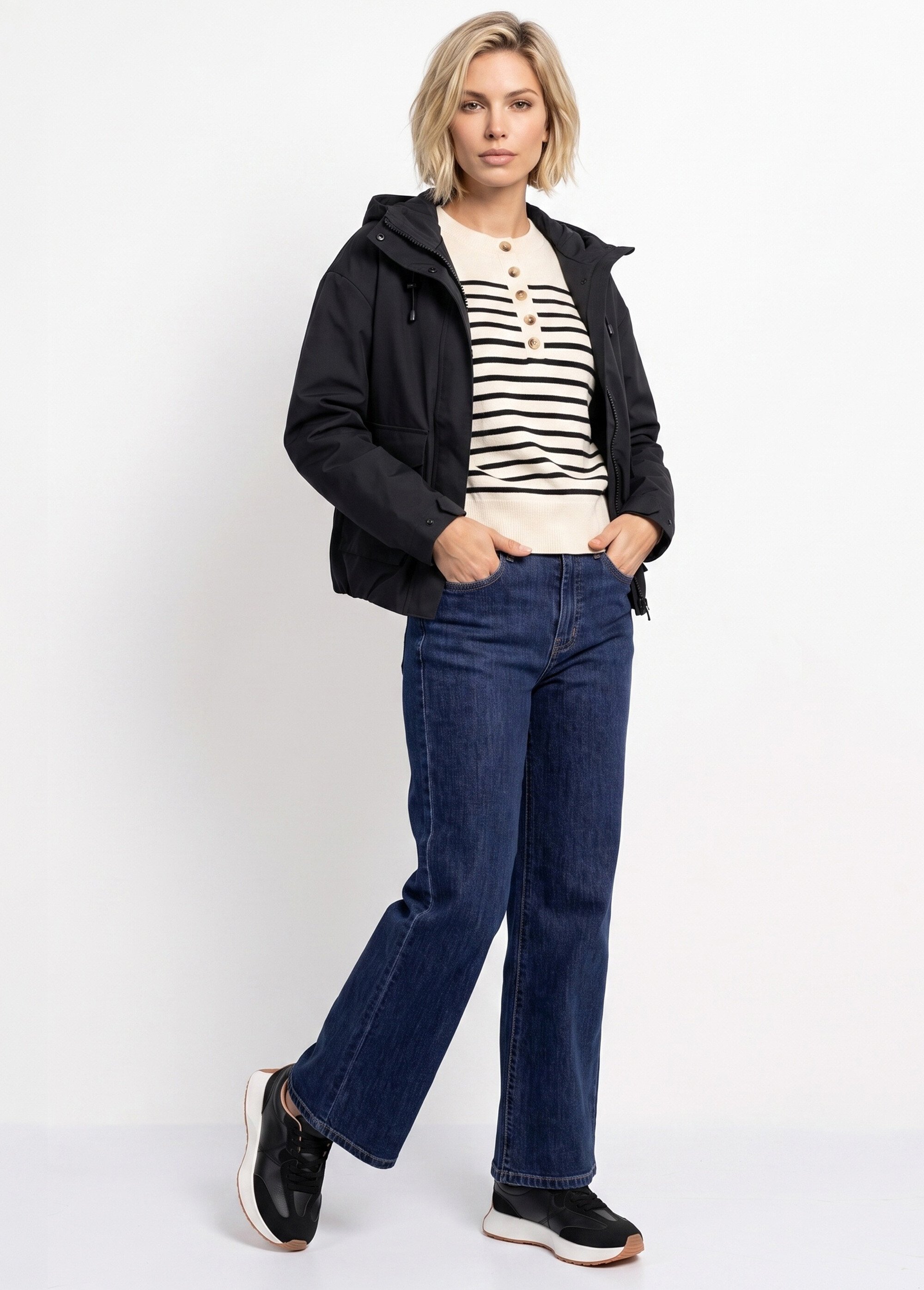 Jean wide délavage stone, spécial GRANDE Femme Bleu OR-JD378 MV1