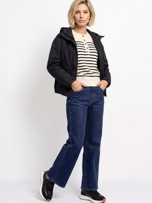 Jean wide délavage stone, spécial GRANDE Femme Bleu OR-JD378 MV1