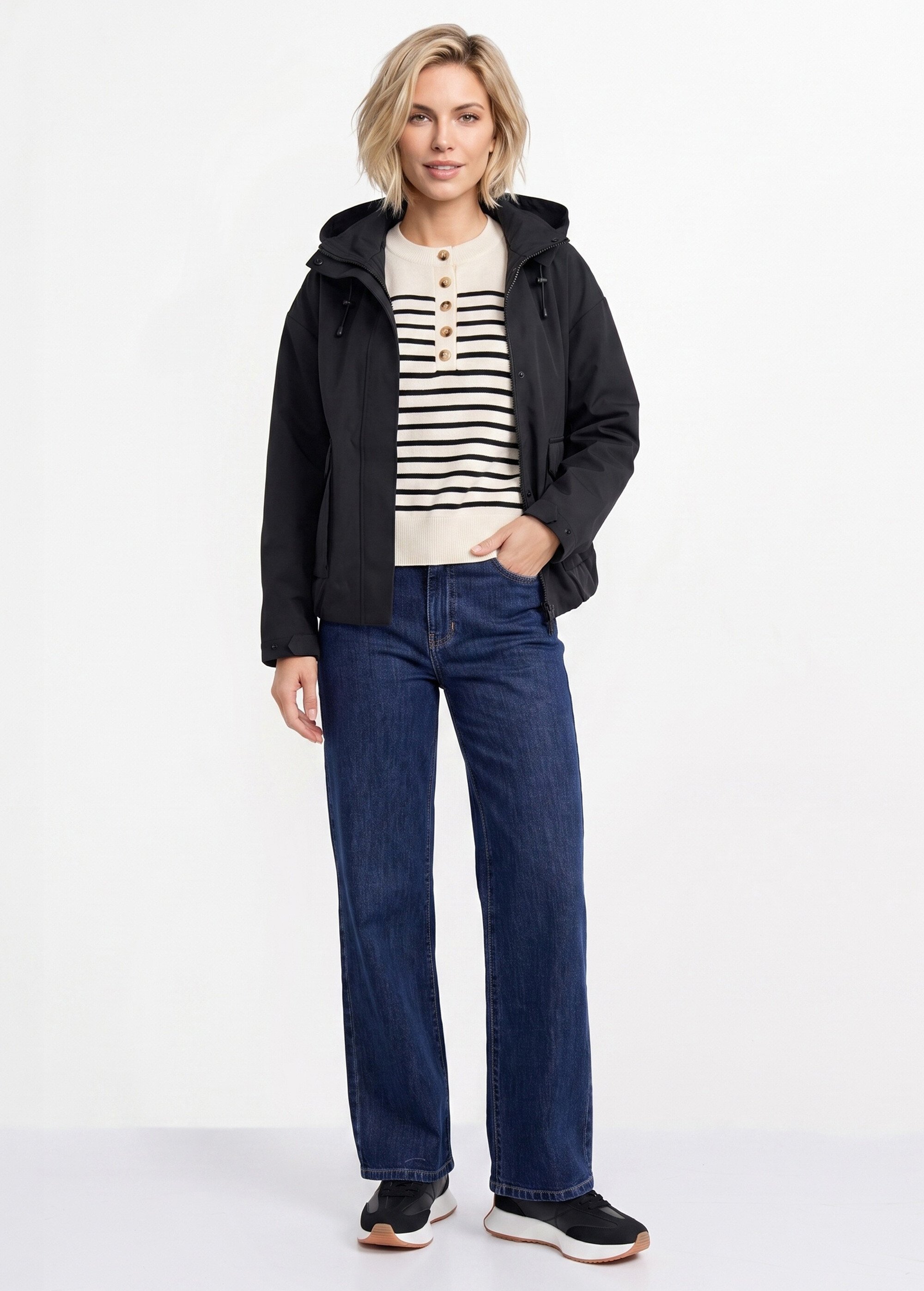Jean wide délavage stone, spécial GRANDE Femme Bleu OR-JD378 SI1