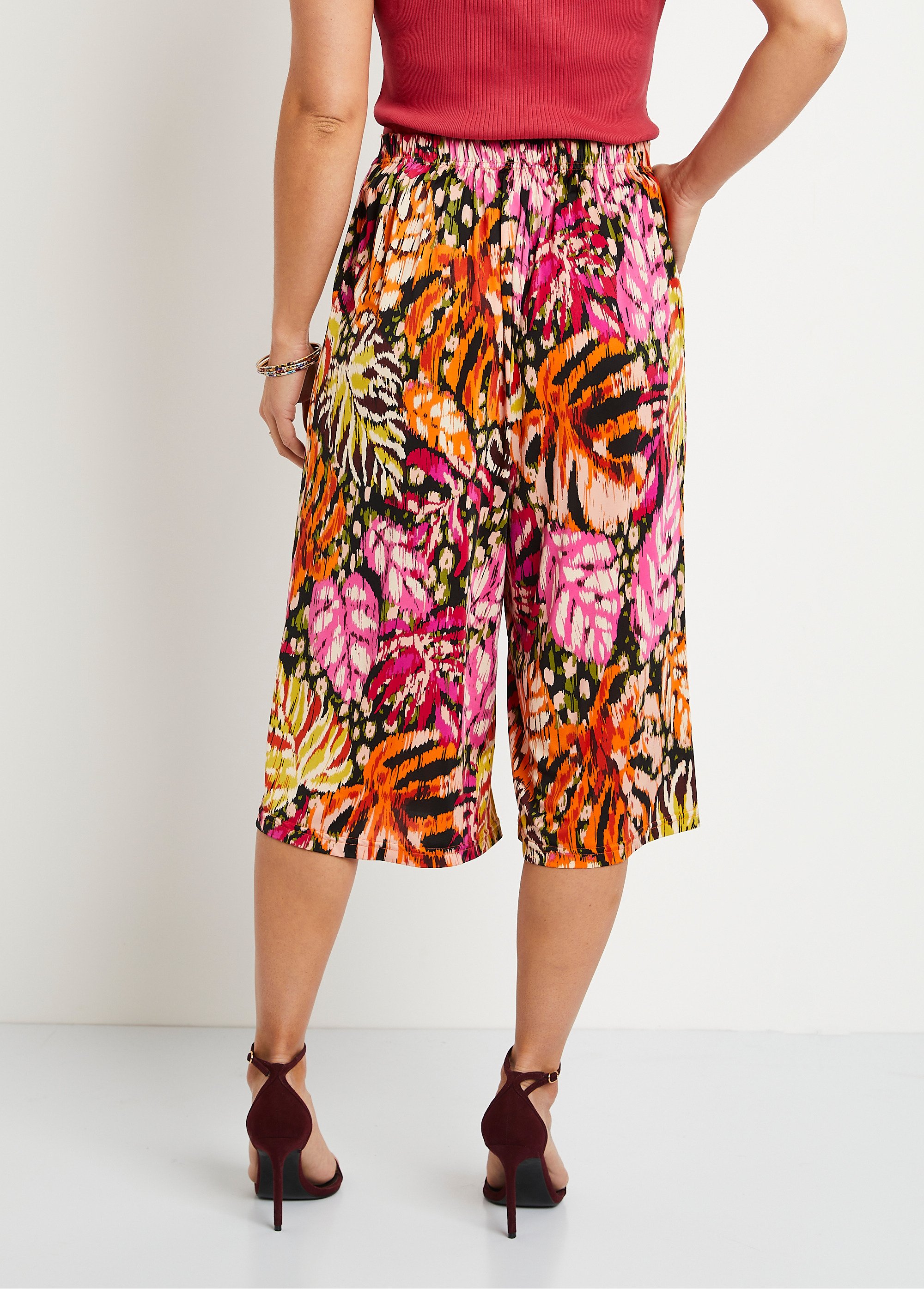 Jupe-culotte ample taille élastiquée imprimée