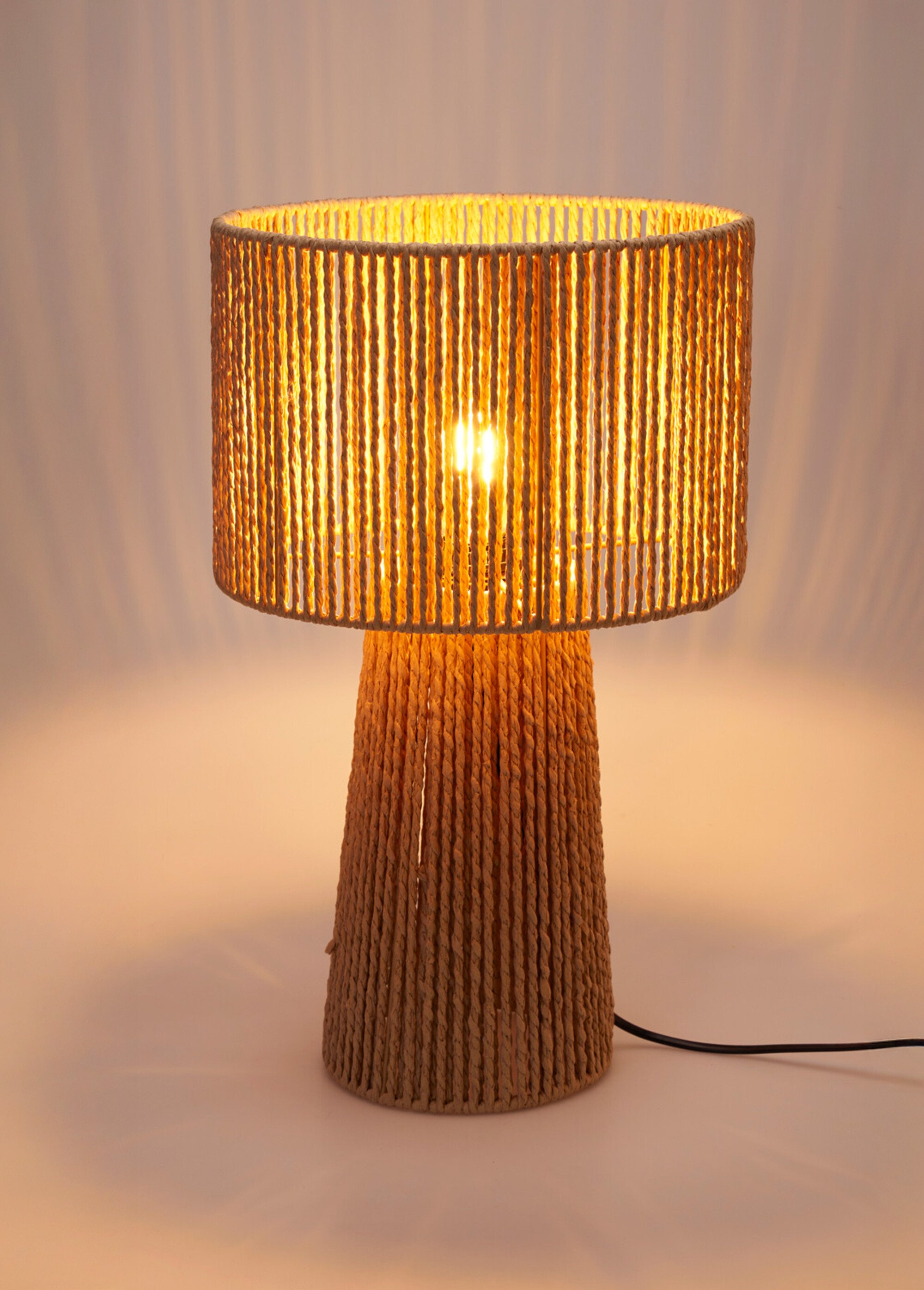 Lampe à poser en corde tressée