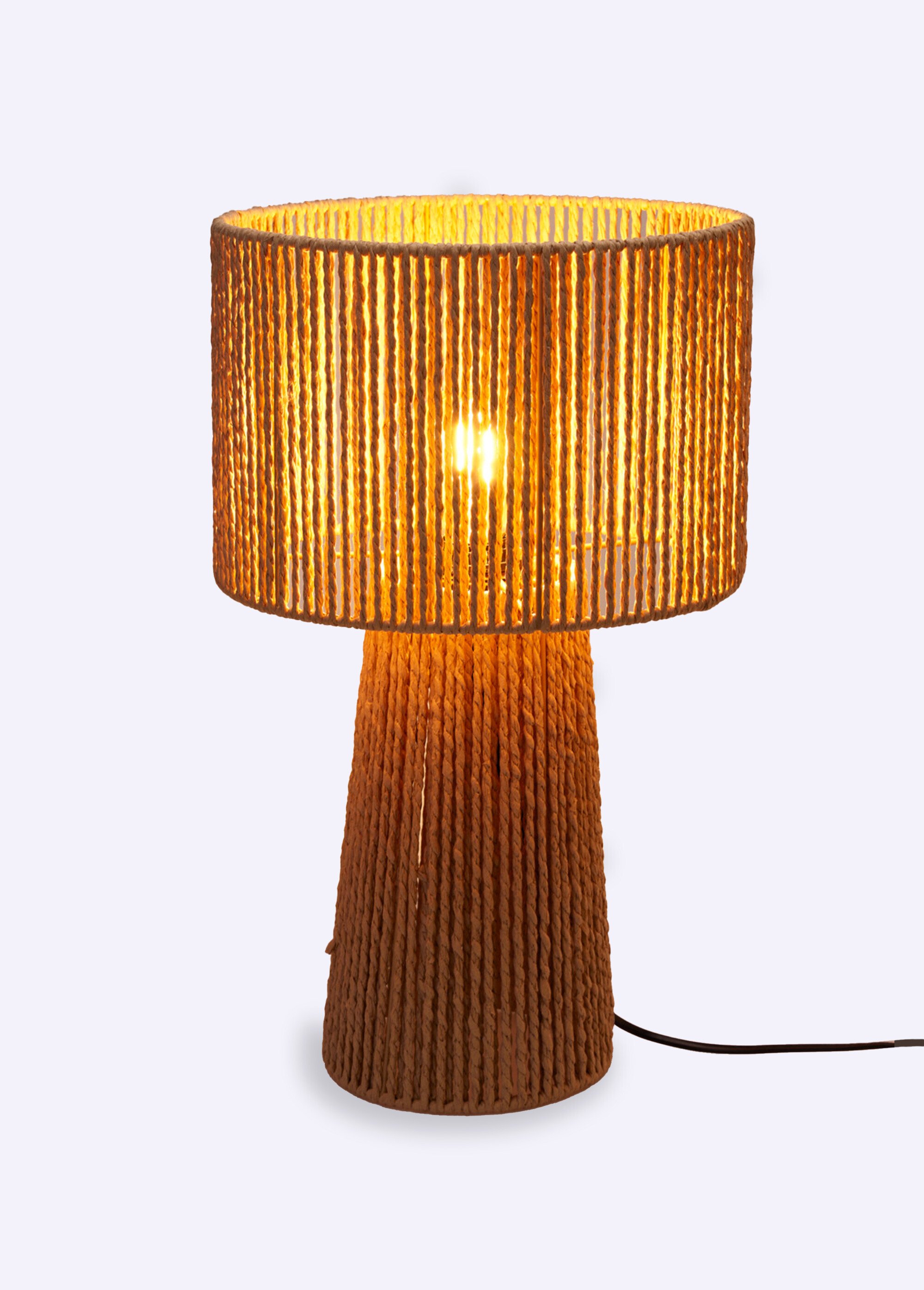 Lampe à poser en corde tressée