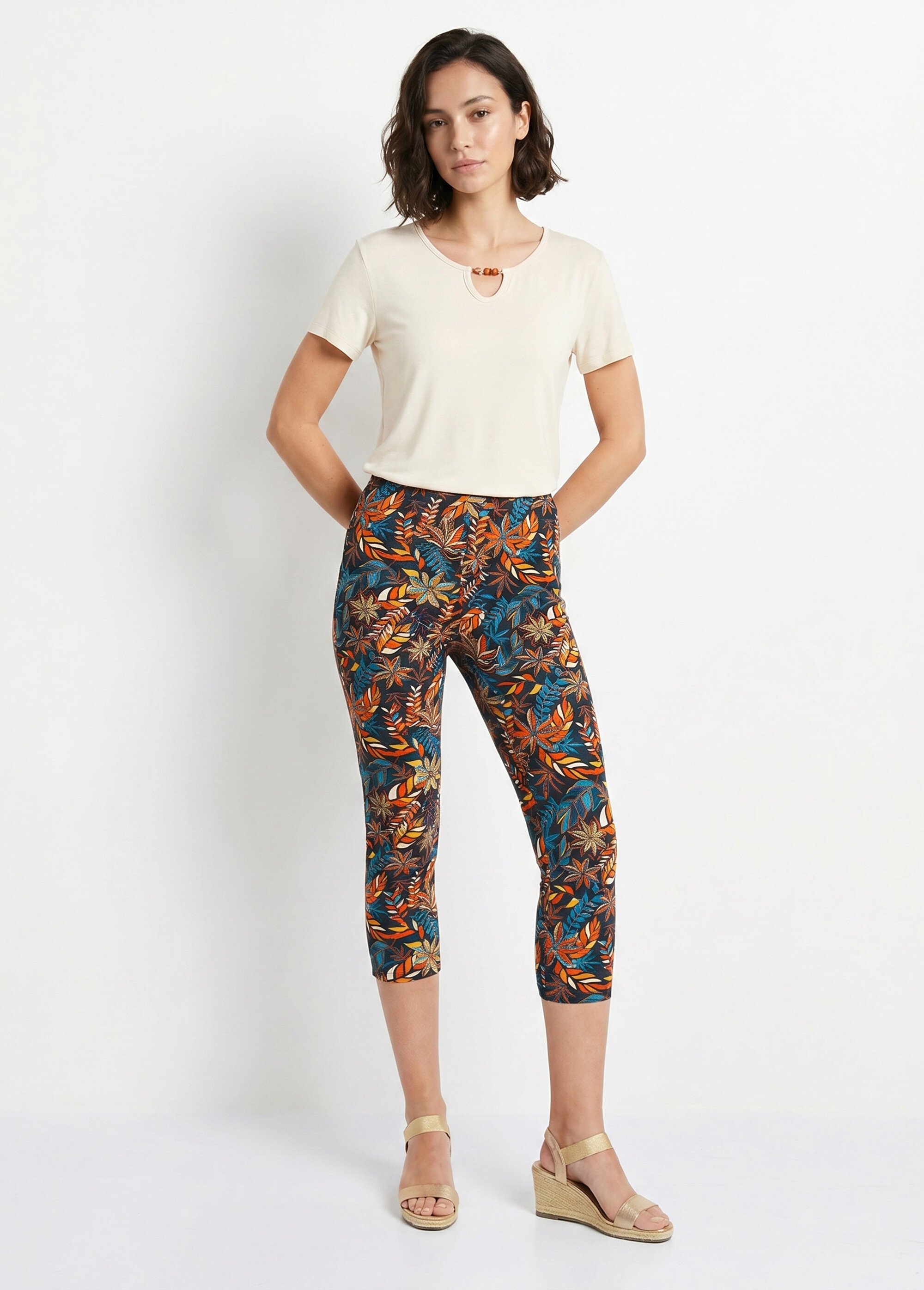 Legging court coton taille élastiquée