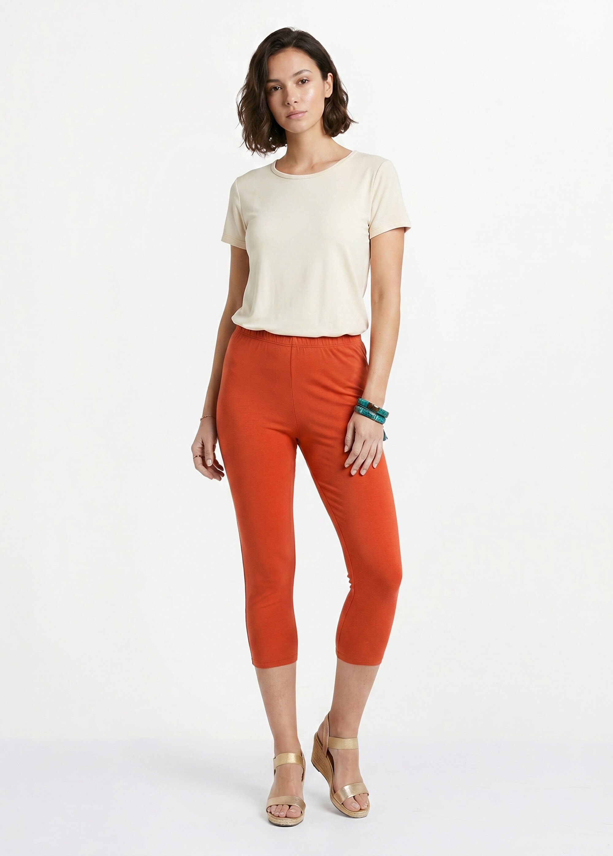 Legging court coton taille élastiquée