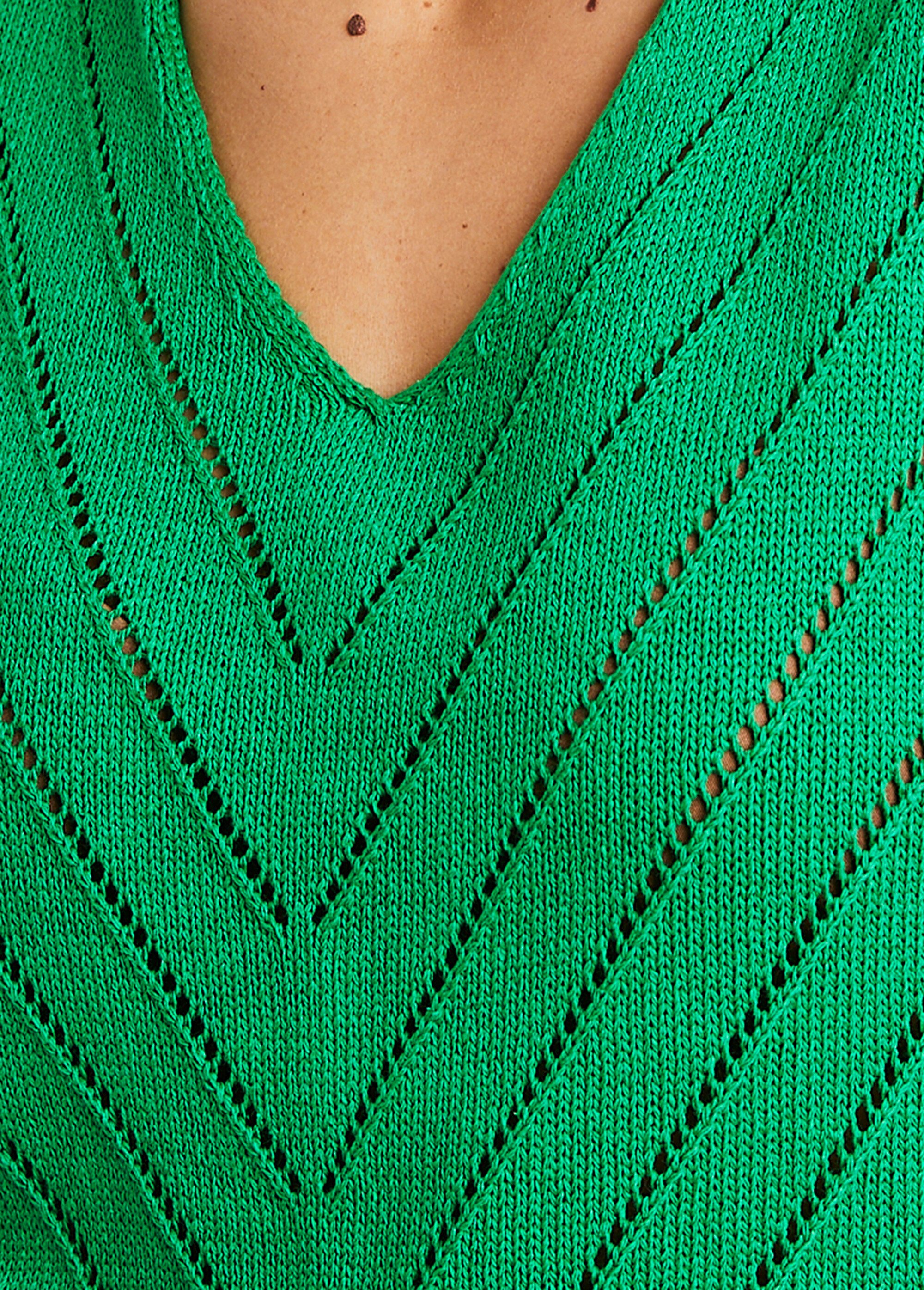 Pull débardeur fin ajouré coton Femme Vert MALANGE DE1